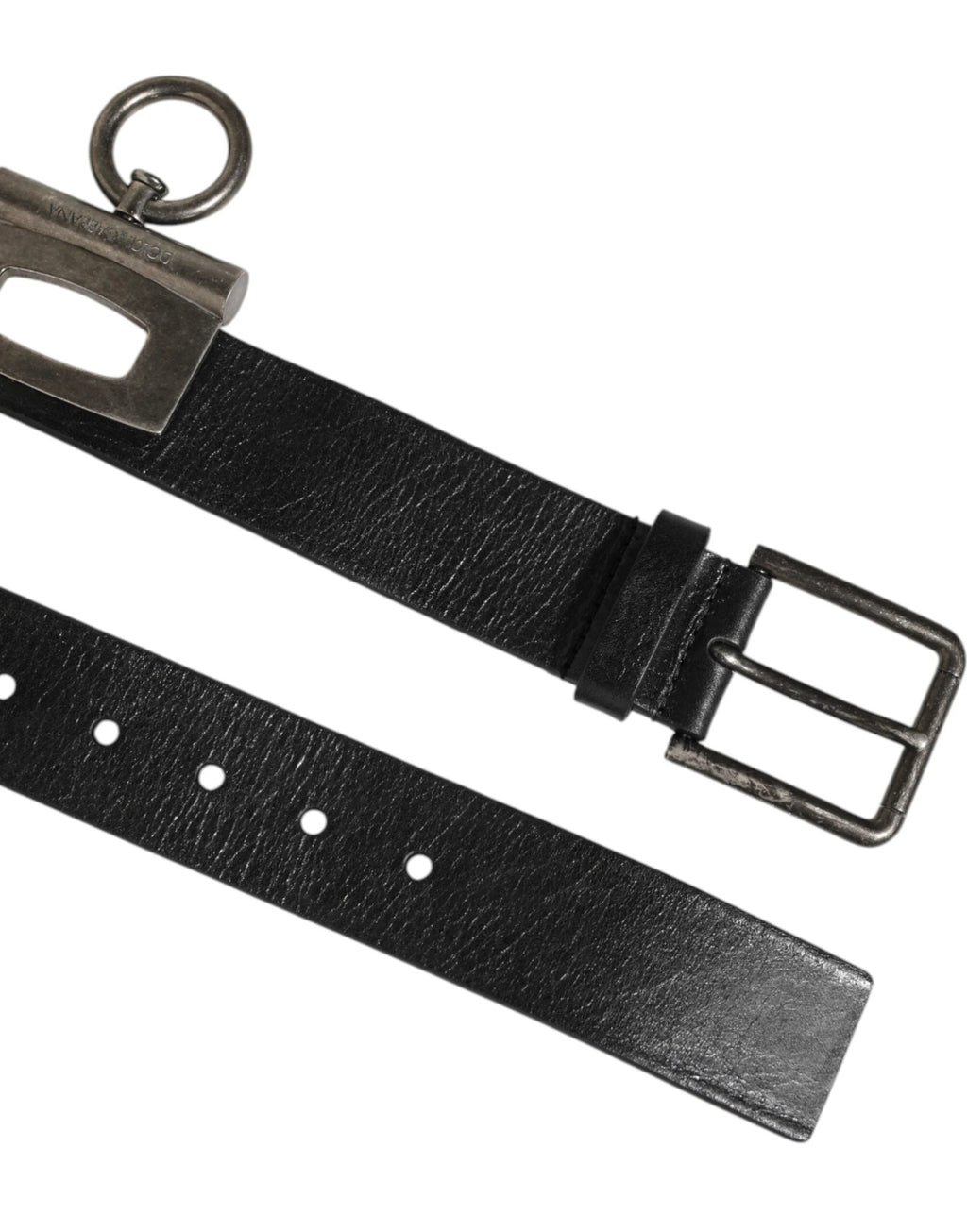 Dolce & Gabbana Black Leather Side Rings Brass Buckle Belt by Dolce & Gabbana