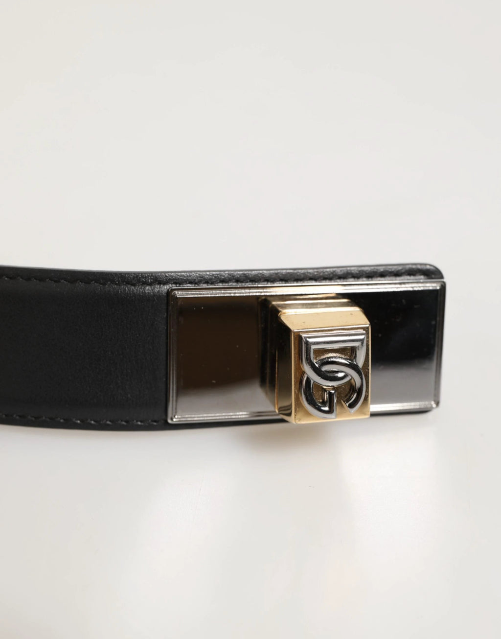 Dolce & Gabbana Black Leather Classic Metal Logo Buckle Belt by Dolce & Gabbana