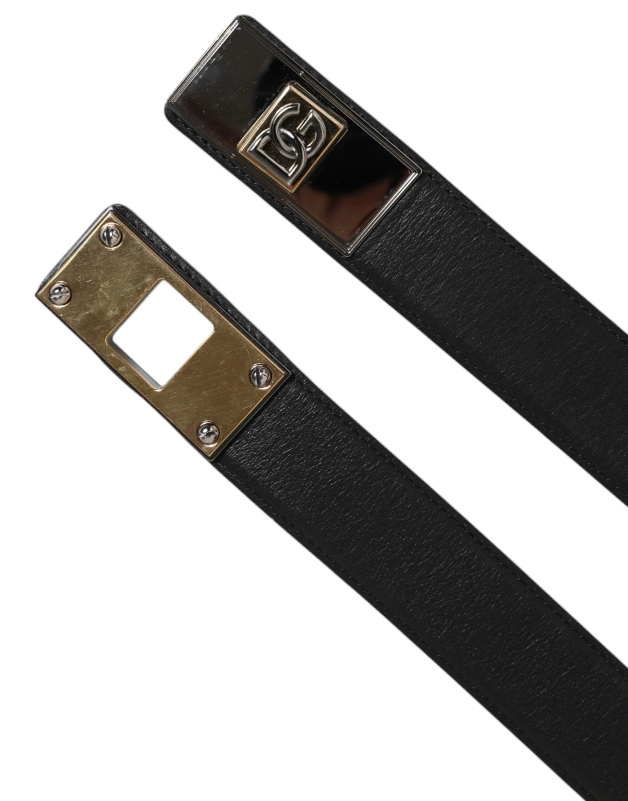 Dolce & Gabbana Black Leather Classic Metal Logo Buckle Belt by Dolce & Gabbana