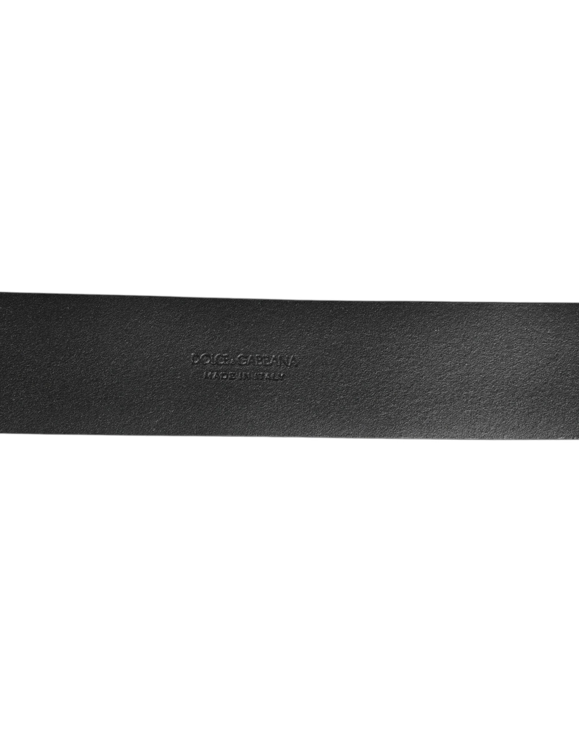 Dolce & Gabbana Black Leather Side Rings Brass Buckle Belt by Dolce & Gabbana