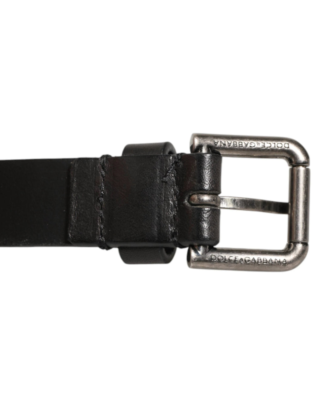 Dolce & Gabbana Black Double Strap Leather Silver Buckle Belt by Dolce & Gabbana