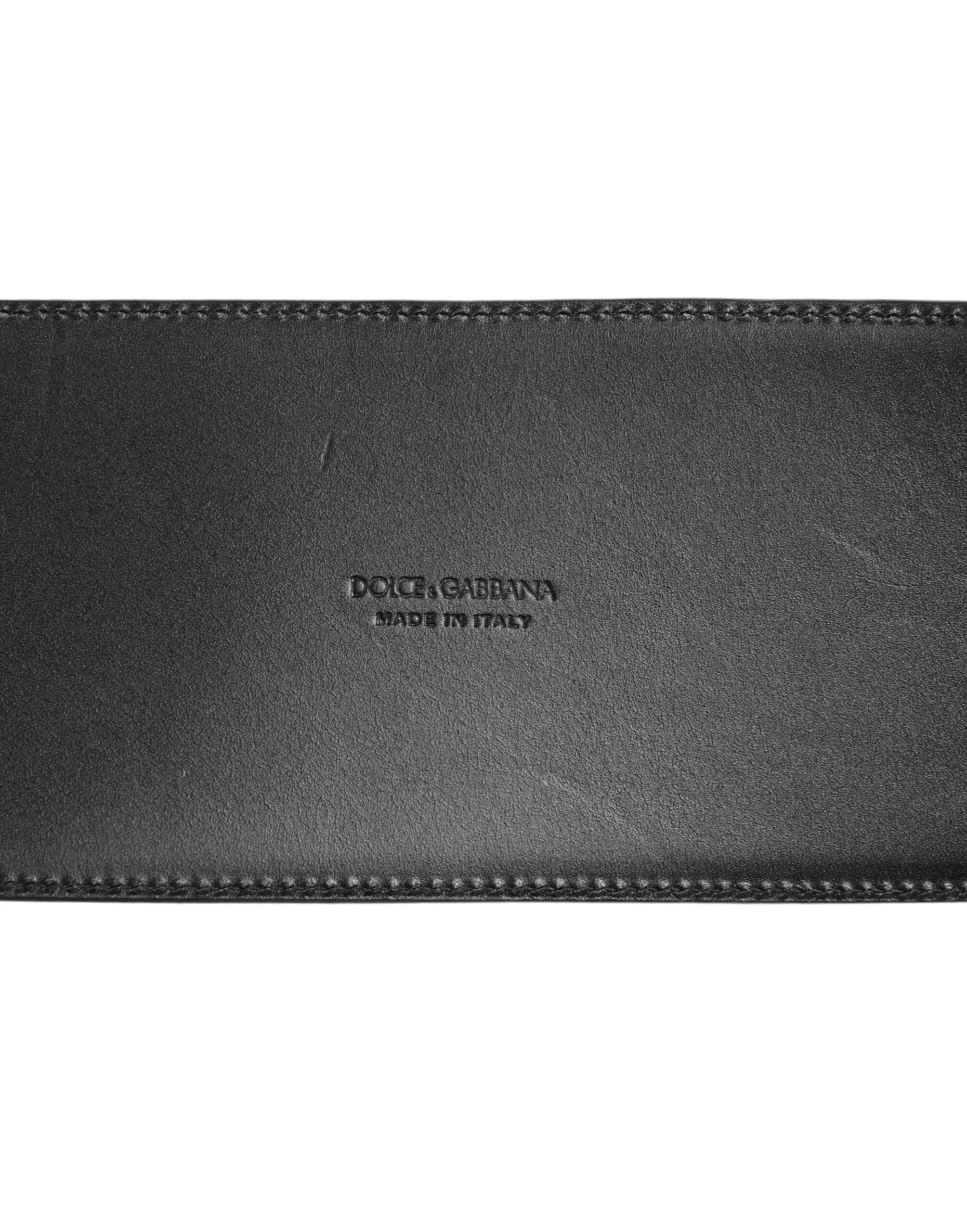 Dolce & Gabbana Black Leather 4-Strap Metal Multi-Buckle Belt by Dolce & Gabbana