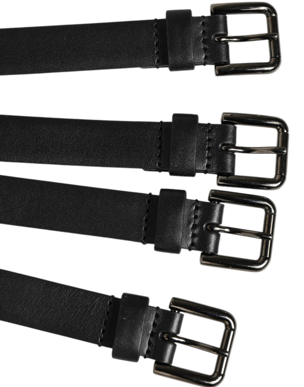 Dolce & Gabbana Black Leather 4-Strap Metal Multi-Buckle Belt by Dolce & Gabbana