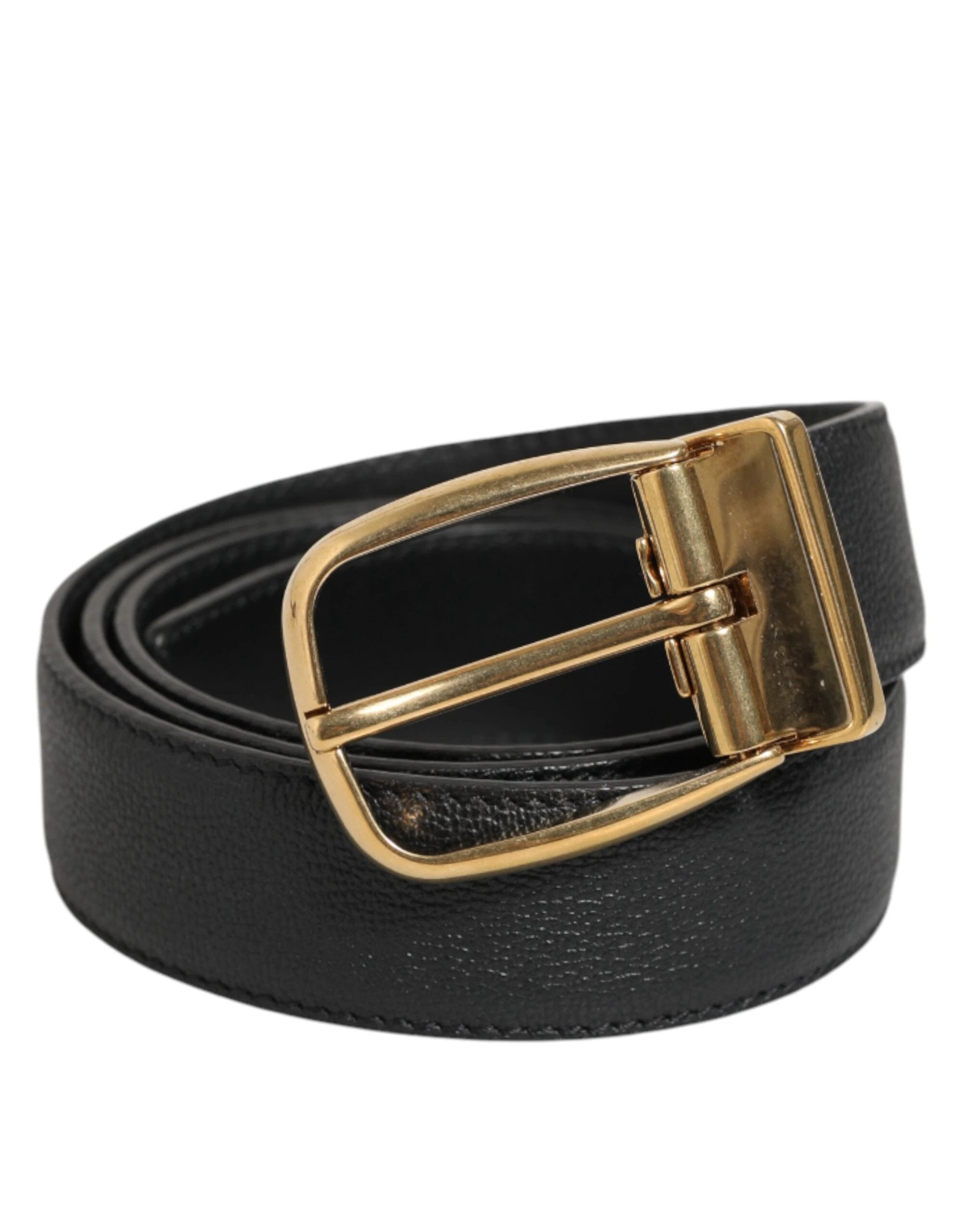 Dolce & Gabbana Black Leather Classic Metal Logo Buckle Belt by Dolce & Gabbana