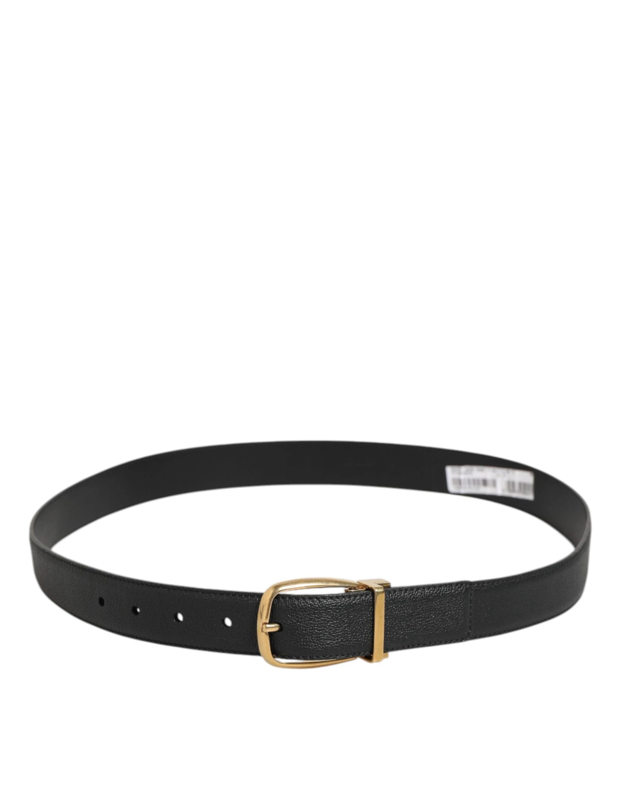 Dolce & Gabbana Black Leather Classic Metal Logo Buckle Belt by Dolce & Gabbana