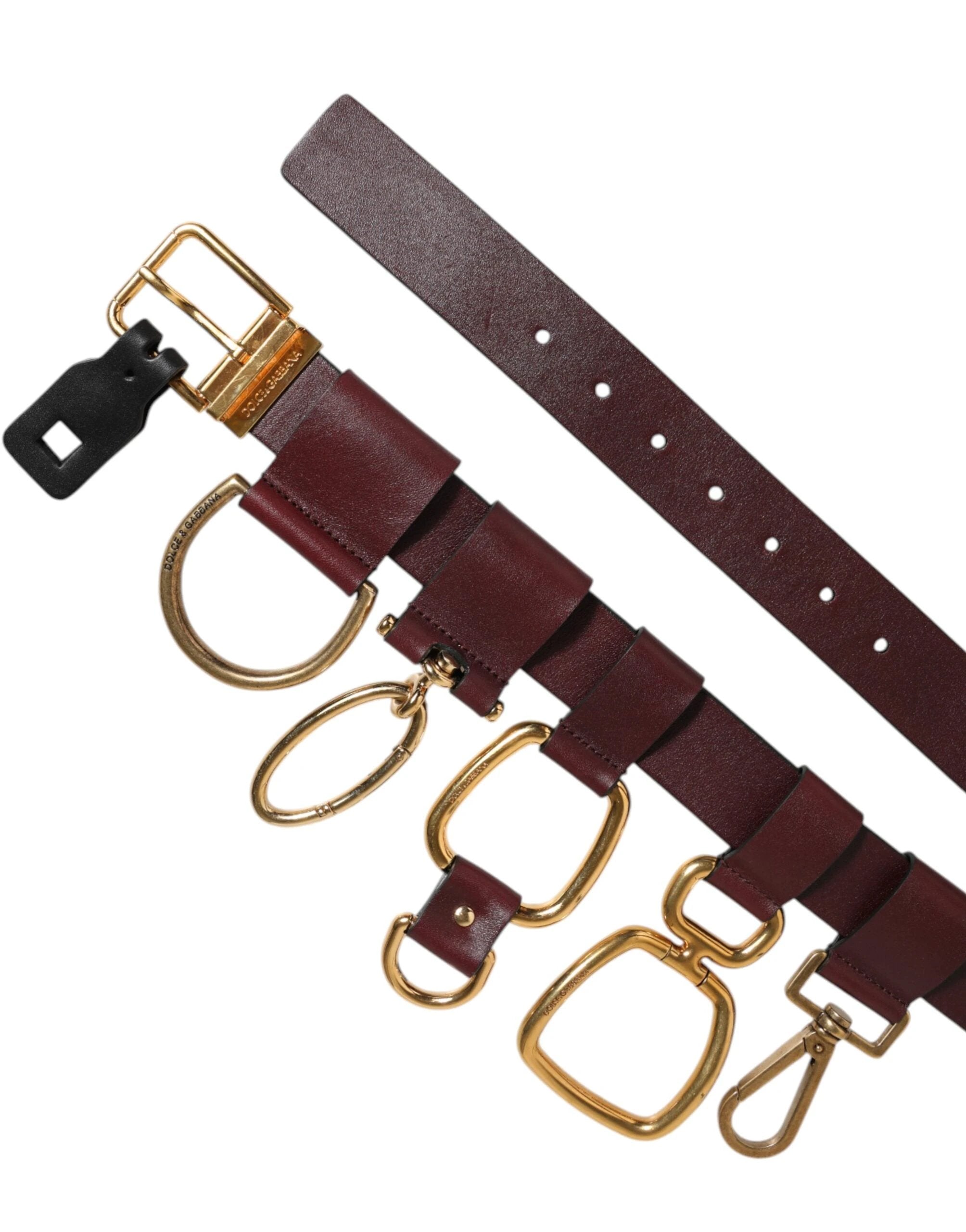 Dolce & Gabbana Brown Key Ring Clip Attachments Buckle Belt by Dolce & Gabbana