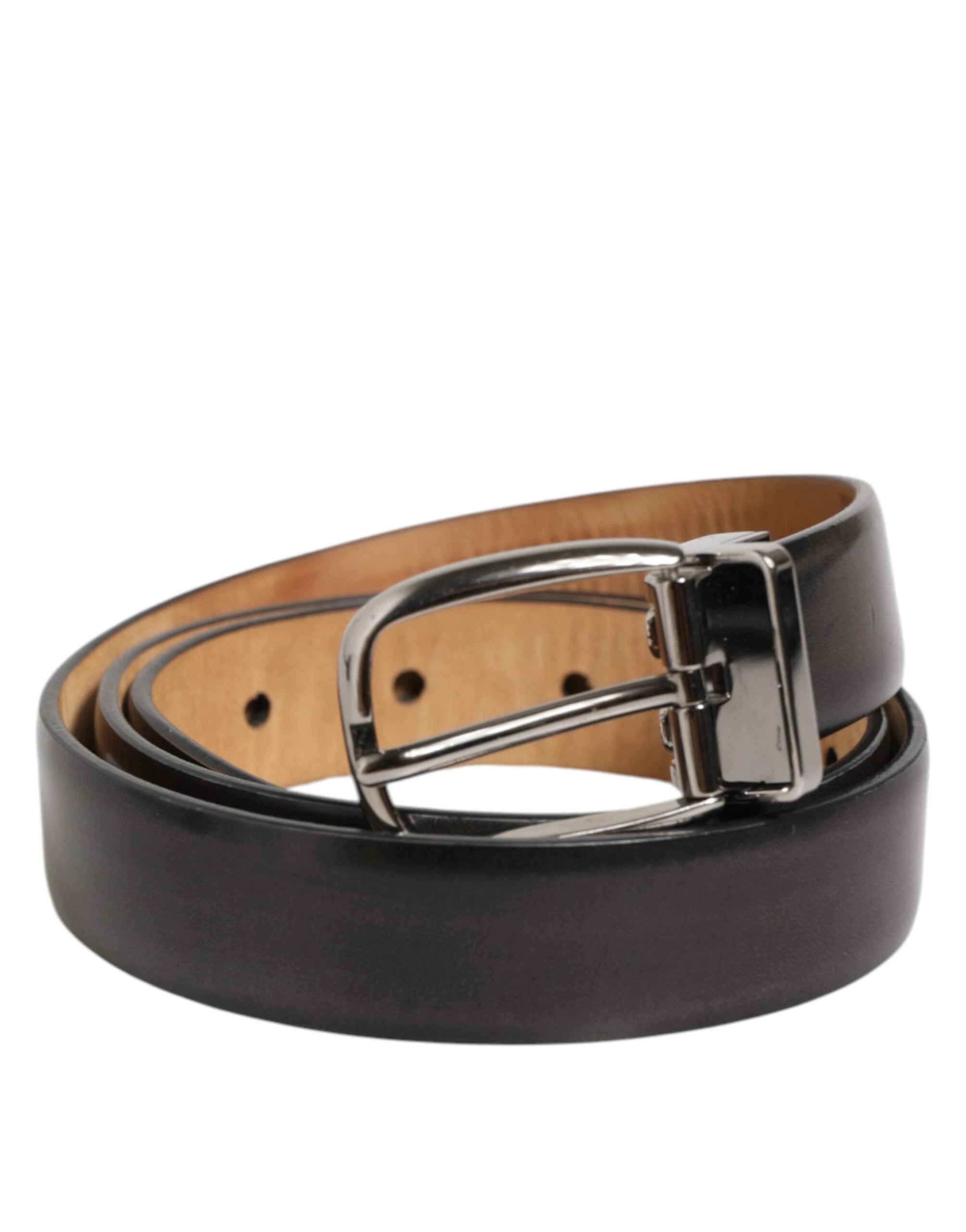 Dolce & Gabbana Black Classic Leather Silver-Tone Buckle Belt by Dolce & Gabbana