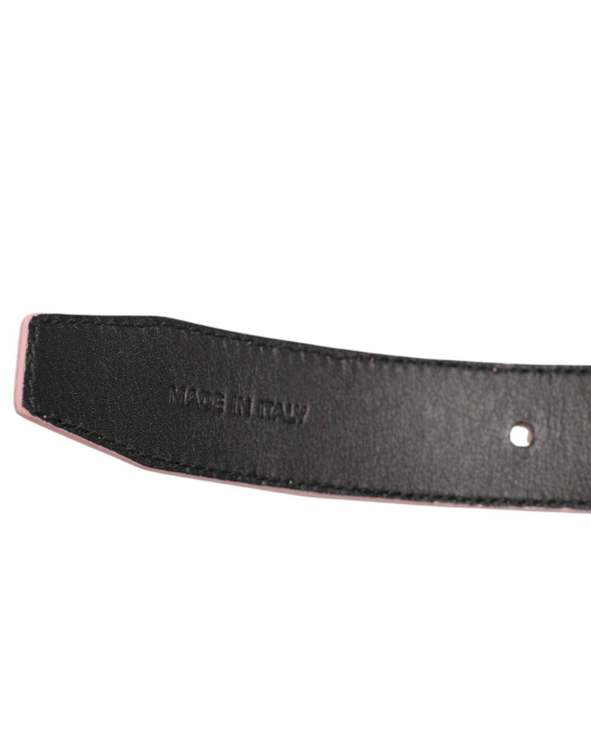 Dolce & Gabbana Pink Leather Perforated Detailing Buckle Belt by Dolce & Gabbana