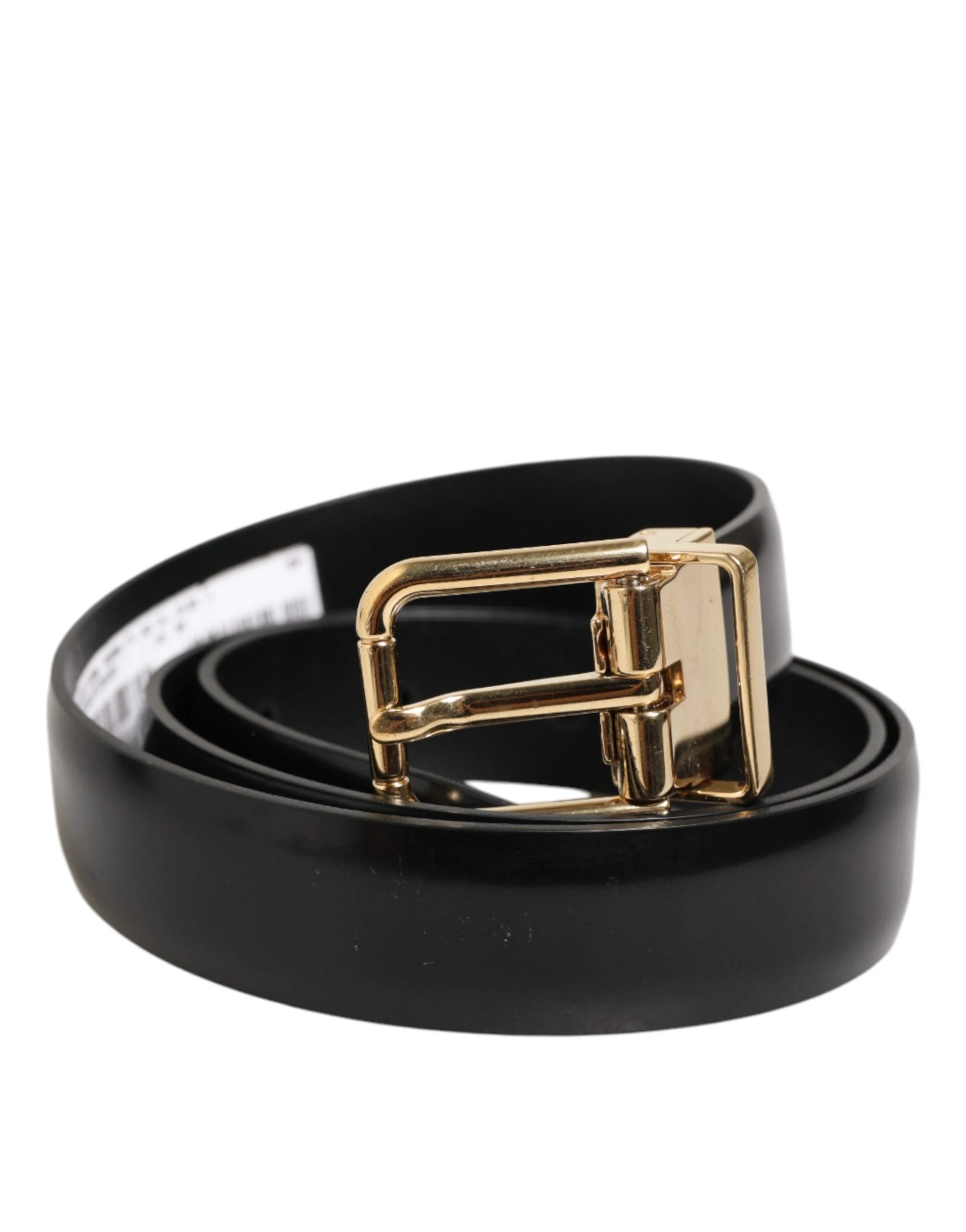 Dolce & Gabbana Black Classic Leather Gold-Tone Buckle Belt by Dolce & Gabbana