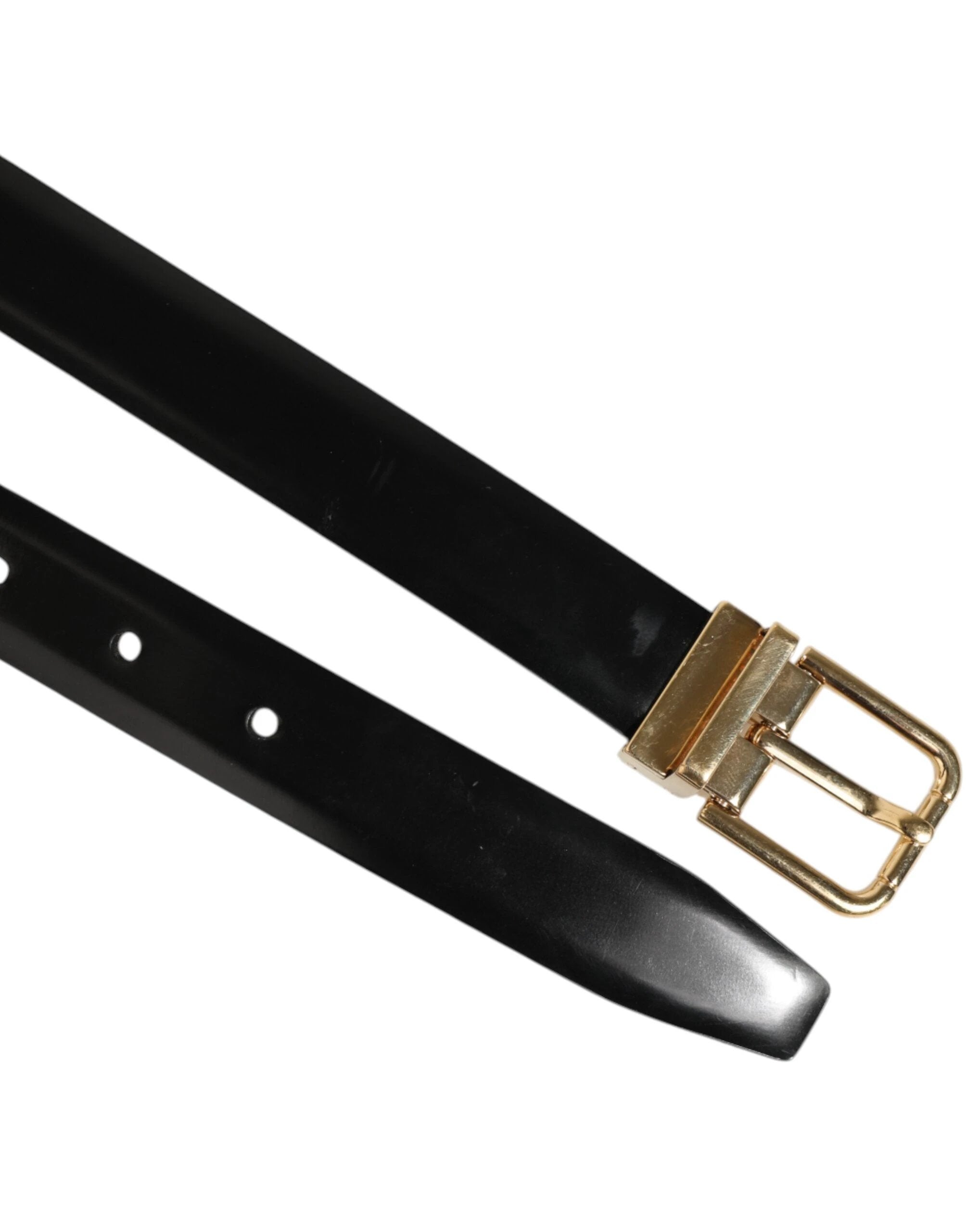 Dolce & Gabbana Black Classic Leather Gold-Tone Buckle Belt by Dolce & Gabbana