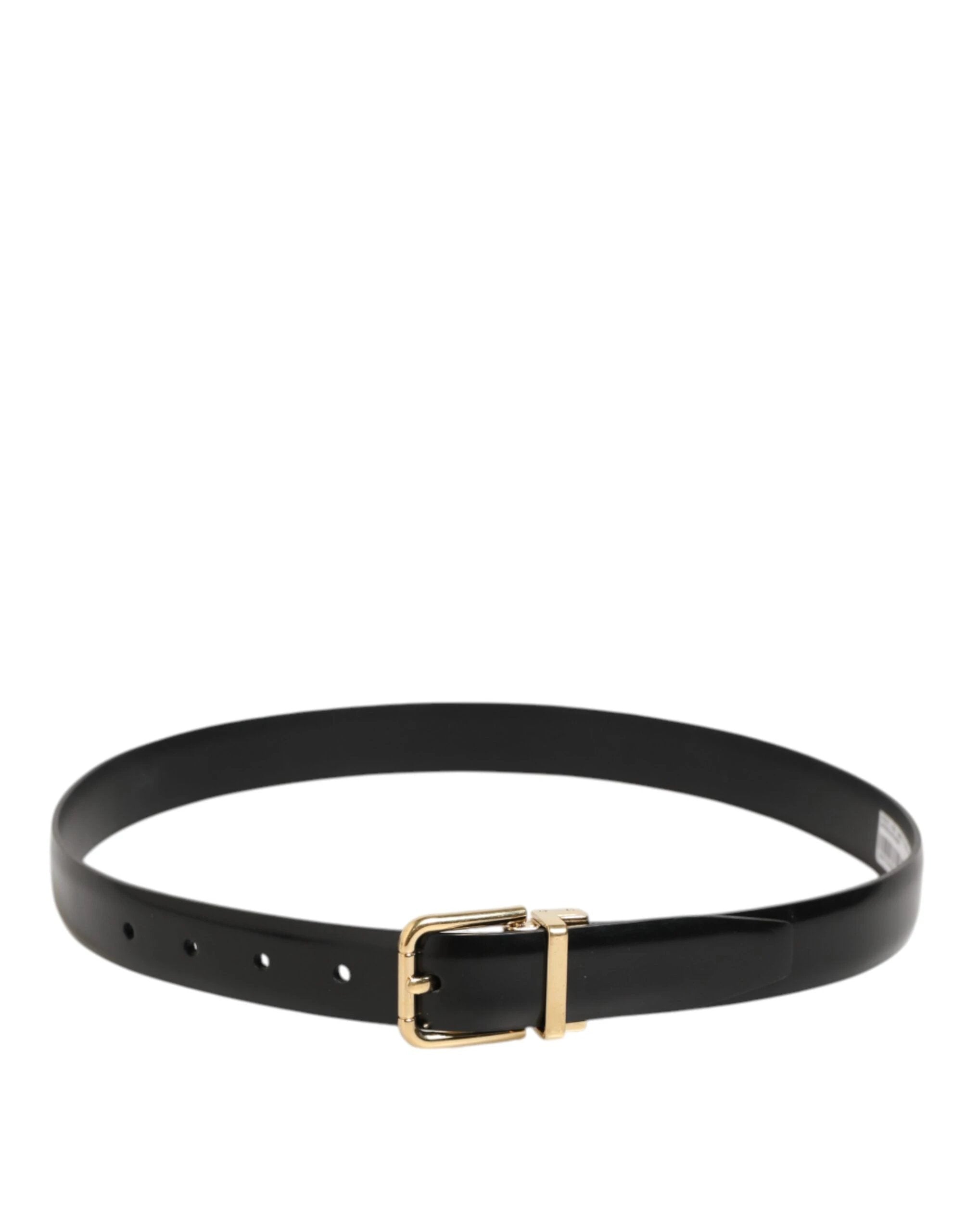 Dolce & Gabbana Black Classic Leather Gold-Tone Buckle Belt by Dolce & Gabbana