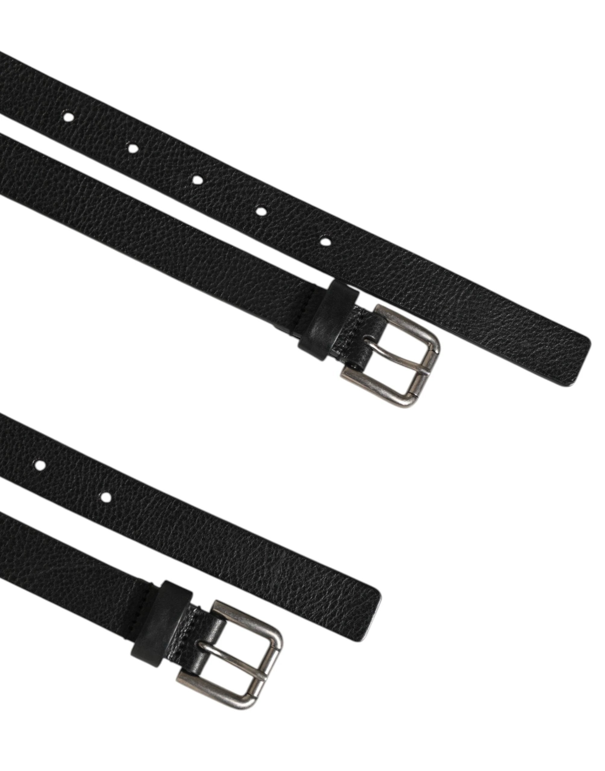 Dolce & Gabbana Black Double Strap Leather Gold Buckle Belt by Dolce & Gabbana