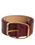 Dolce & Gabbana Burgundy Leather Gold Metal Buckle Women Belt by Dolce & Gabbana