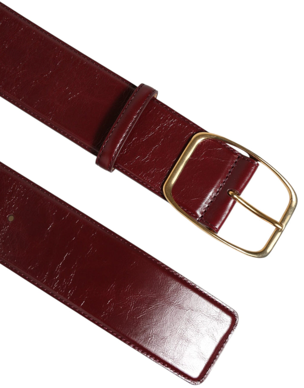 Dolce & Gabbana Burgundy Leather Gold Metal Buckle Women Belt by Dolce & Gabbana