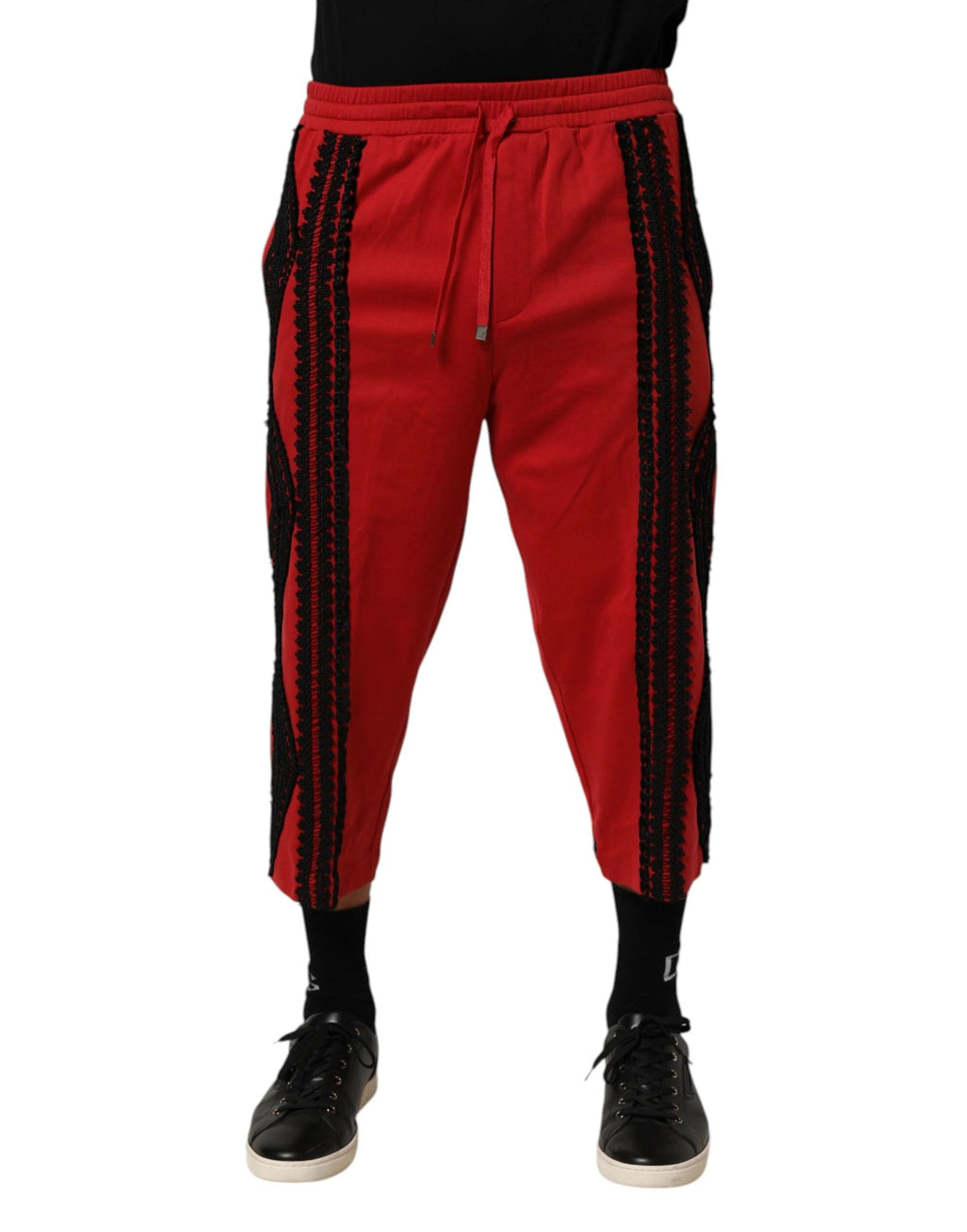 Dolce & Gabbana Red Embroidered Casual Cropped Trouser Pants by Dolce & Gabbana