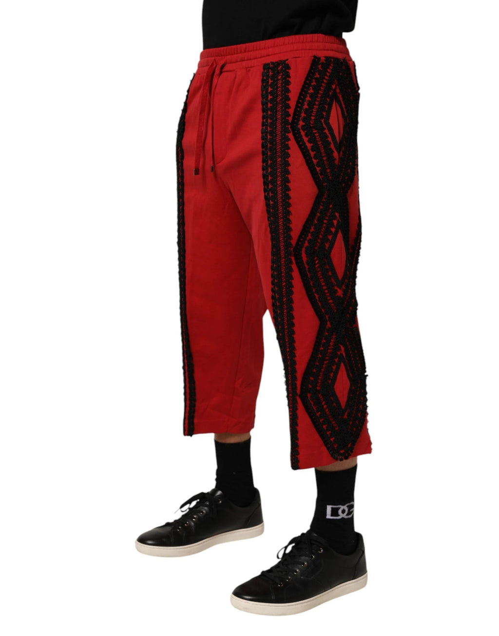 Dolce & Gabbana Red Embroidered Casual Cropped Trouser Pants by Dolce & Gabbana