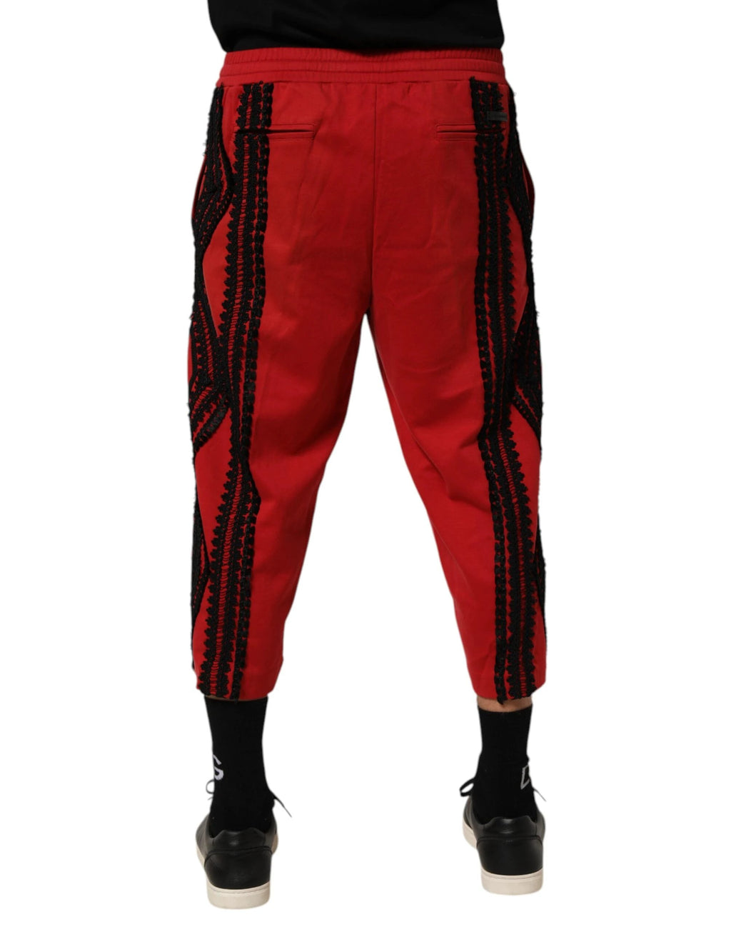 Dolce & Gabbana Red Embroidered Casual Cropped Trouser Pants by Dolce & Gabbana