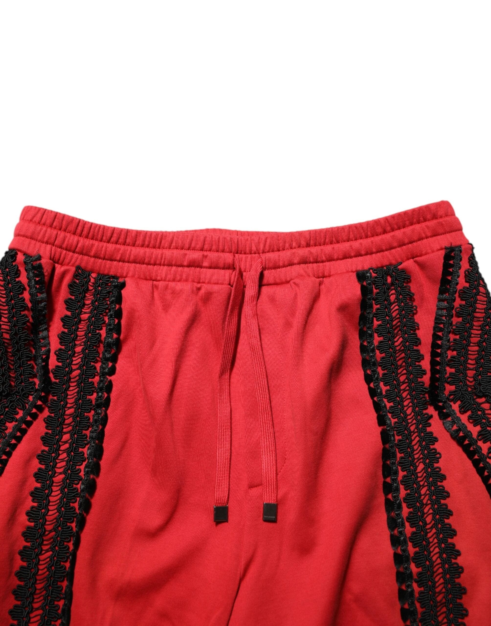 Dolce & Gabbana Red Embroidered Casual Cropped Trouser Pants by Dolce & Gabbana