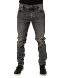 Dolce & Gabbana Gray Cotton Stretch Slim Fit Men Denim Jeans by Dolce & Gabbana
