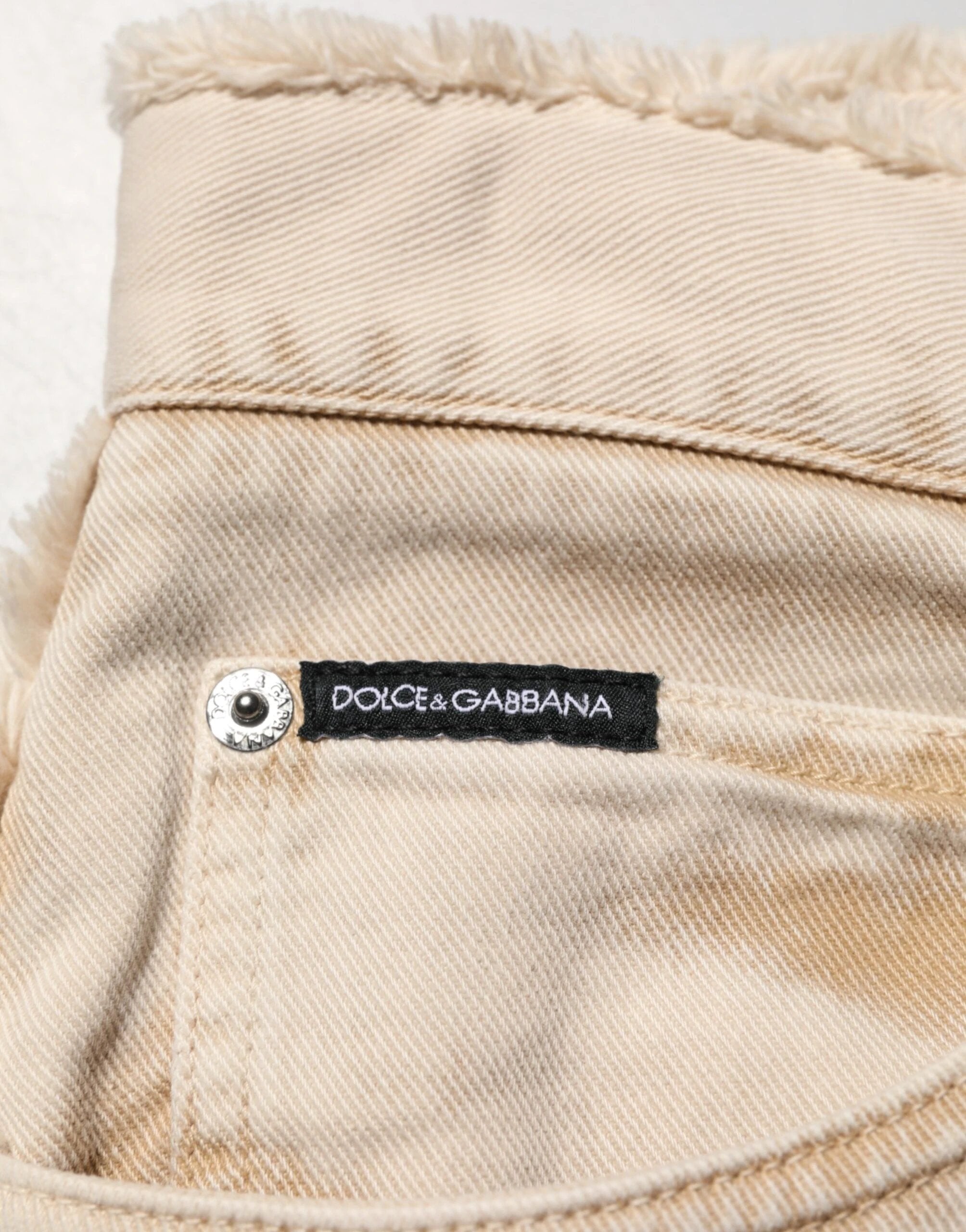 Dolce & Gabbana Beige Cotton Straight Denim Trouser Jeans by Dolce & Gabbana