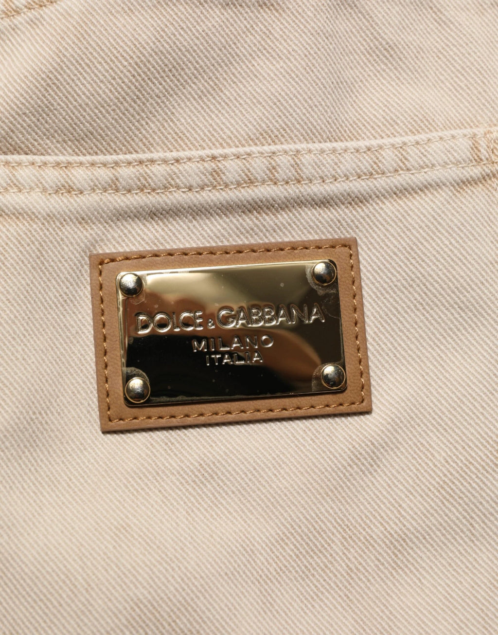 Dolce & Gabbana Beige Cotton Straight Denim Trouser Jeans by Dolce & Gabbana