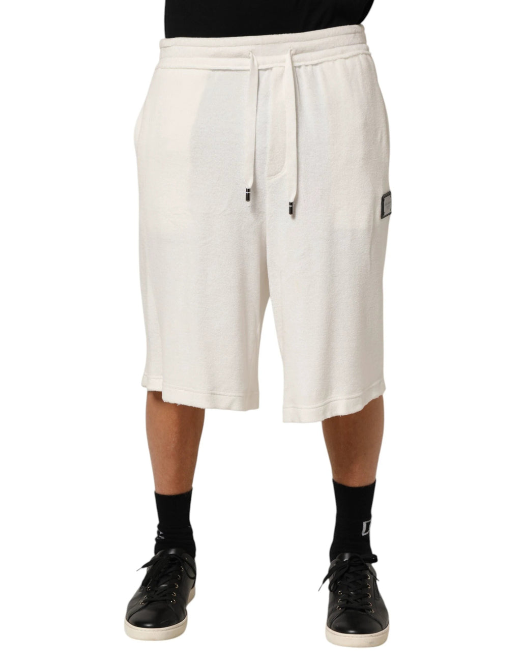 Dolce & Gabbana White Cotton Logo Plaque Men Bermuda Shorts by Dolce & Gabbana