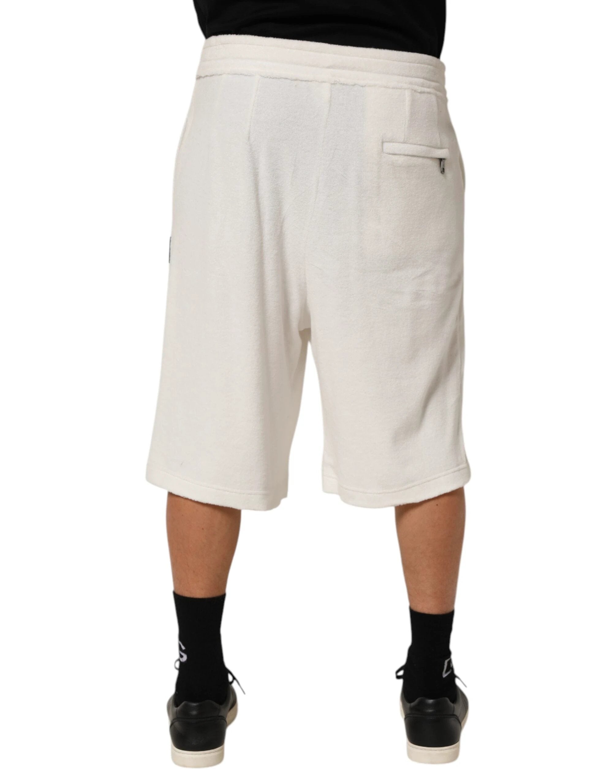 Dolce & Gabbana White Cotton Logo Plaque Men Bermuda Shorts by Dolce & Gabbana