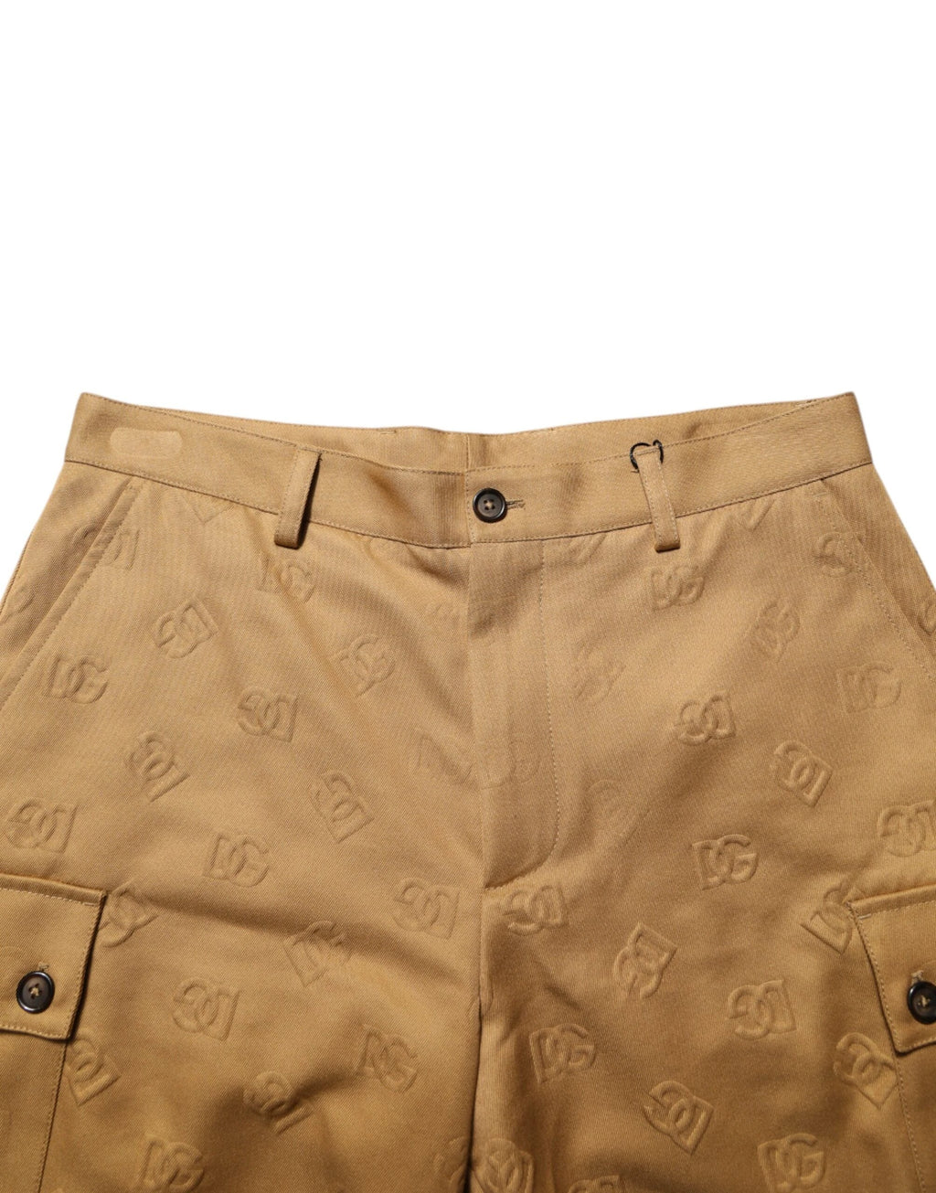 Dolce & Gabbana Brown Cotton Stretch Logo CargoBermuda Shorts by Dolce & Gabbana