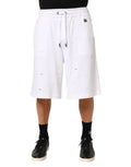 Dolce & Gabbana White Cotton Ripped Bermuda Sweatpants Shorts by Dolce & Gabbana