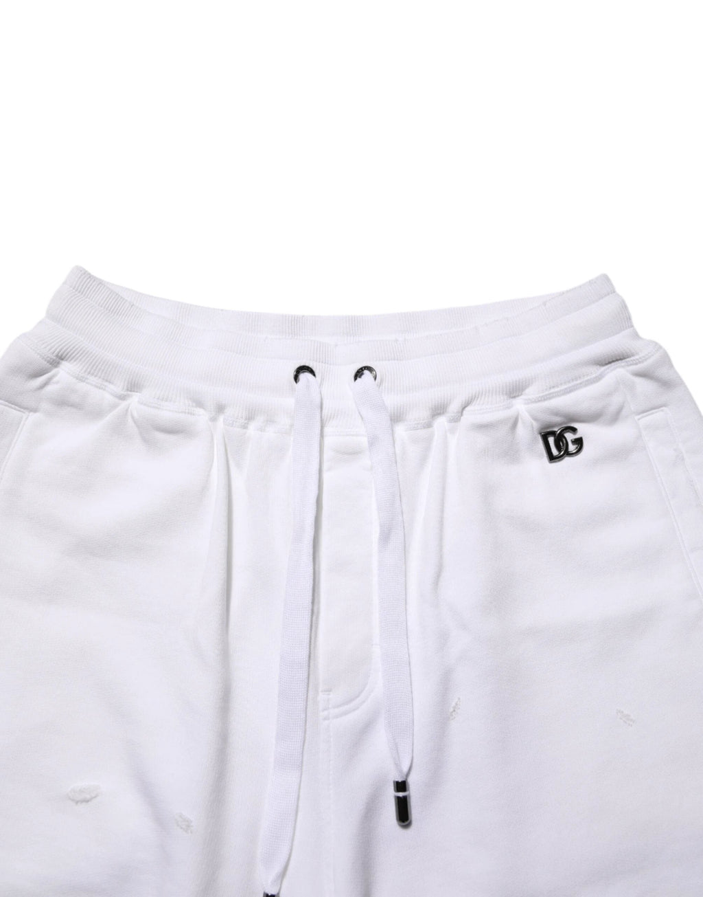 Dolce & Gabbana White Cotton Ripped Bermuda Sweatpants Shorts by Dolce & Gabbana