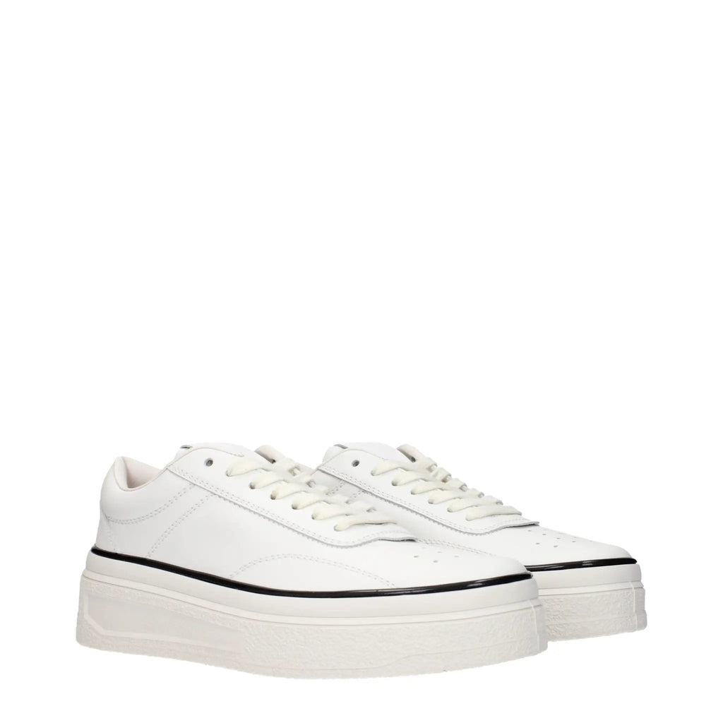 Baskets à plateforme en cuir blanc Jil Sander