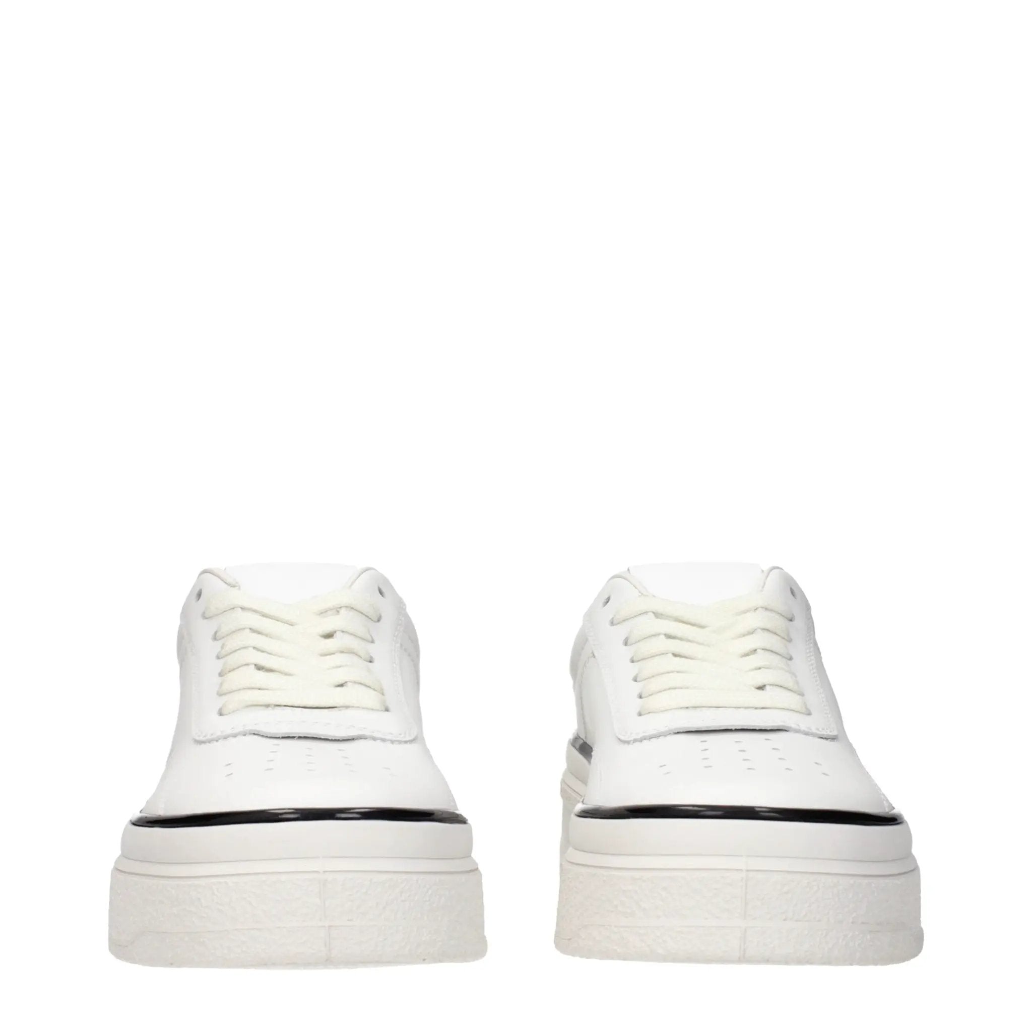 Baskets à plateforme en cuir blanc Jil Sander
