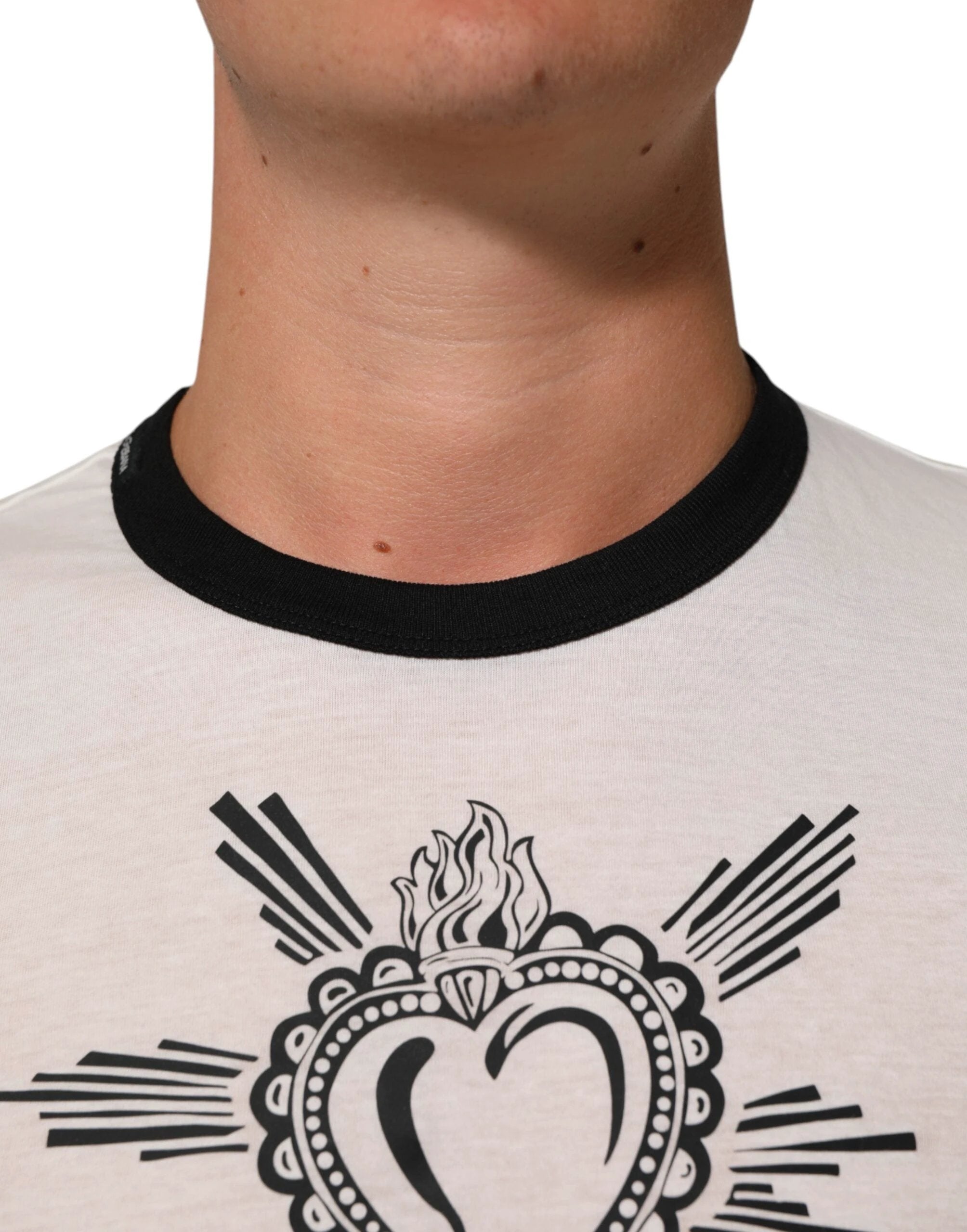 Dolce & Gabbana White Sacred Heart Cotton Crew Neck T-shirt by Dolce & Gabbana
