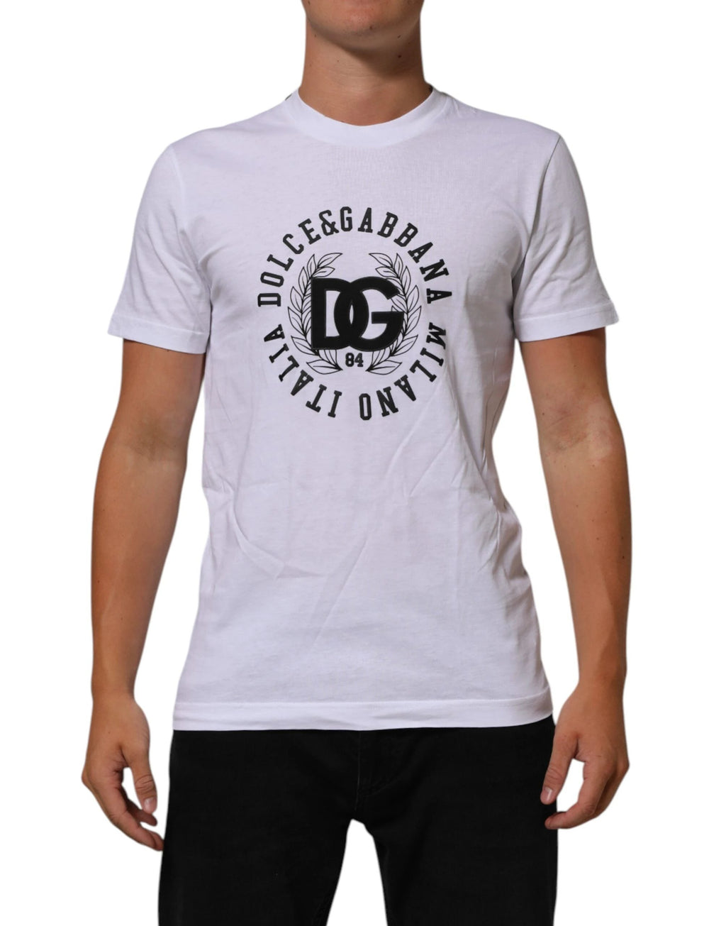 Dolce & Gabbana White Cotton Logo Print Crew Neck T-shirt by Dolce & Gabbana