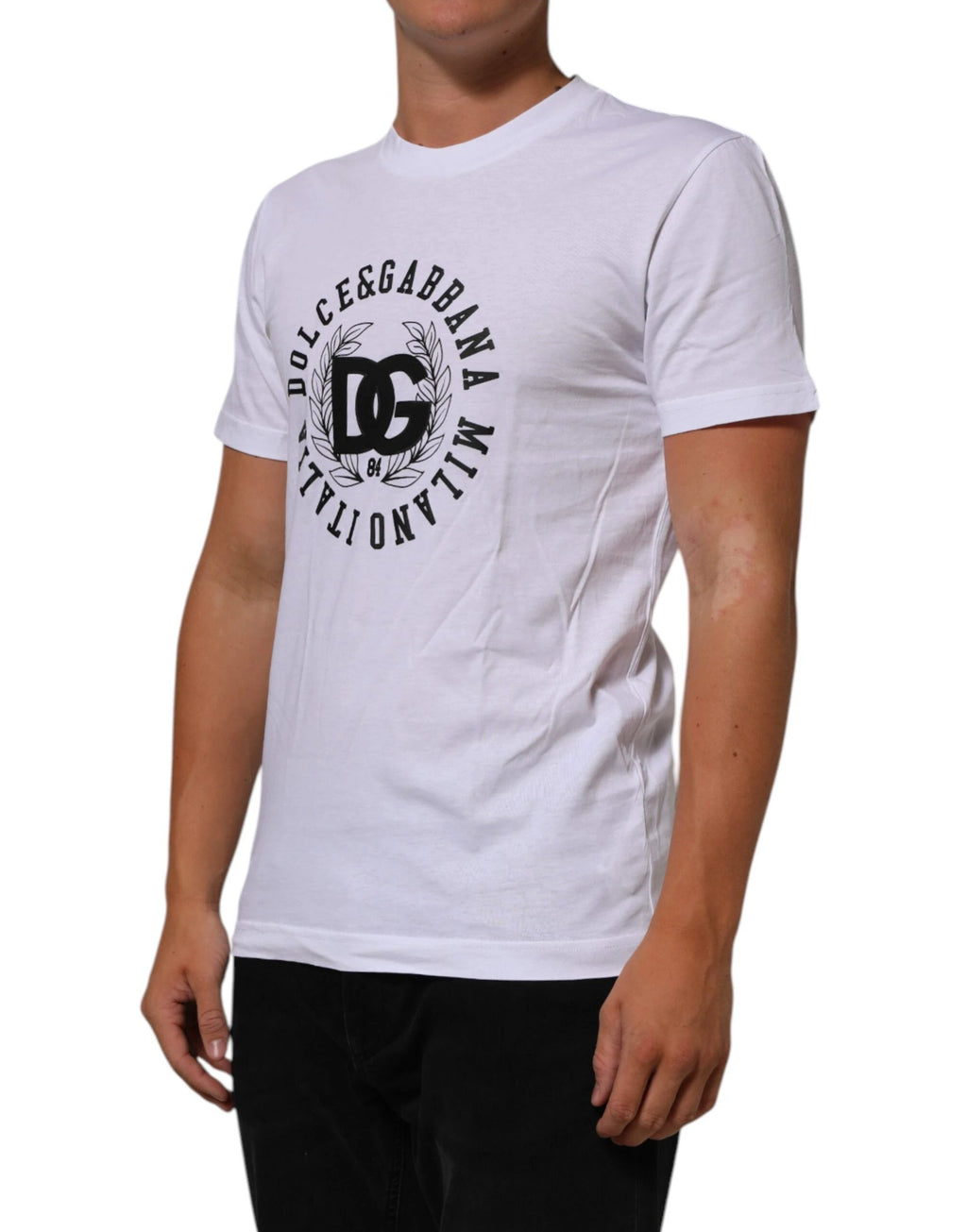 Dolce & Gabbana White Cotton Logo Print Crew Neck T-shirt by Dolce & Gabbana