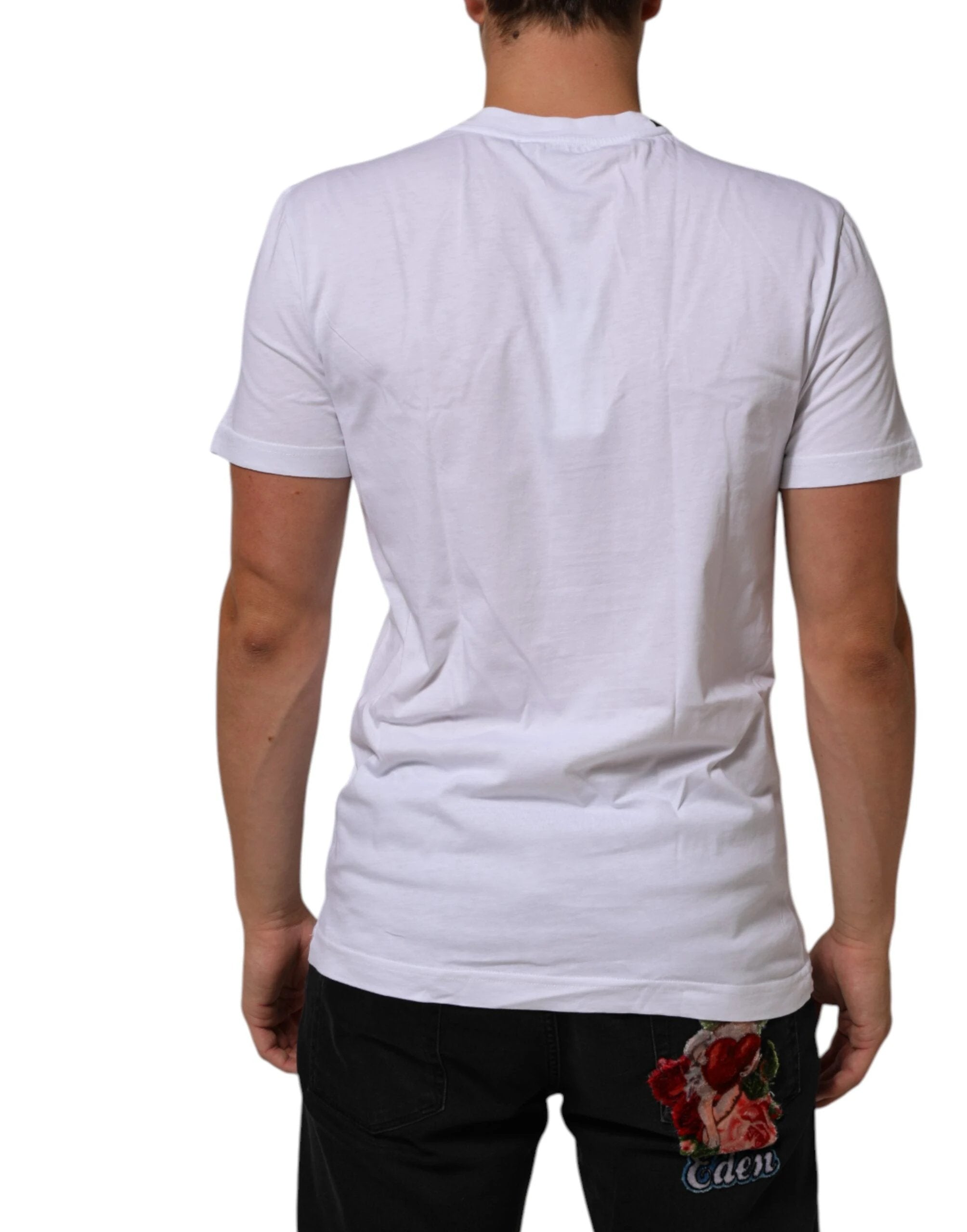 Dolce & Gabbana White Cotton Logo Print Crew Neck T-shirt by Dolce & Gabbana