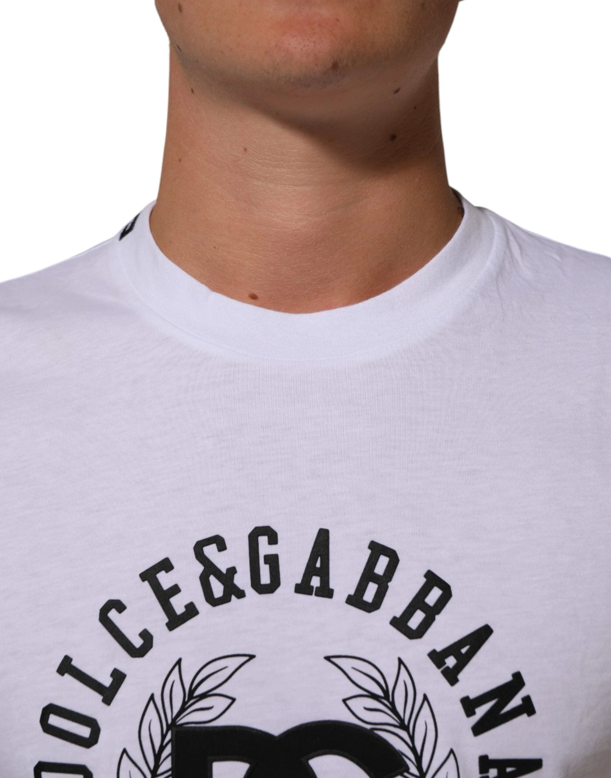 Dolce & Gabbana White Cotton Logo Print Crew Neck T-shirt by Dolce & Gabbana