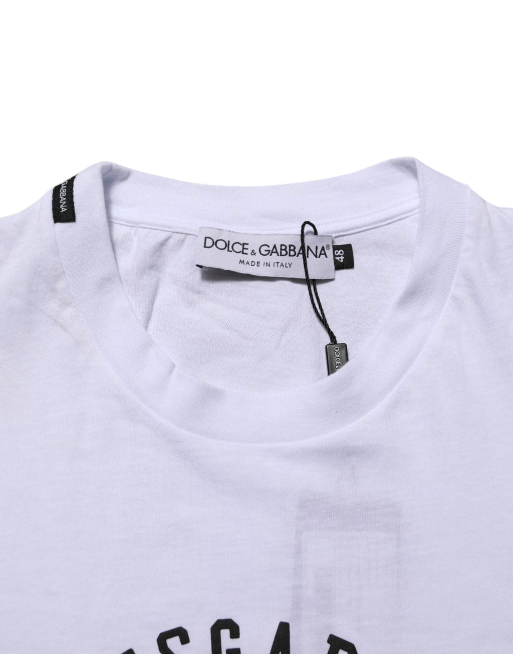 Dolce & Gabbana White Cotton Logo Print Crew Neck T-shirt by Dolce & Gabbana
