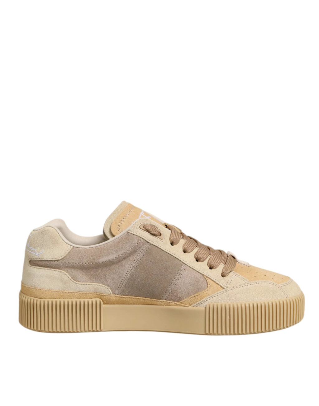 Dolce & Gabbana Beige Leather Miami Low Top Sneakers Men Shoes by Dolce & Gabbana