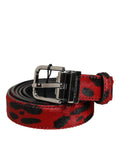 Dolce & Gabbana Red Black Pony Leather Metal Buckle Men Belt by Dolce & Gabbana
