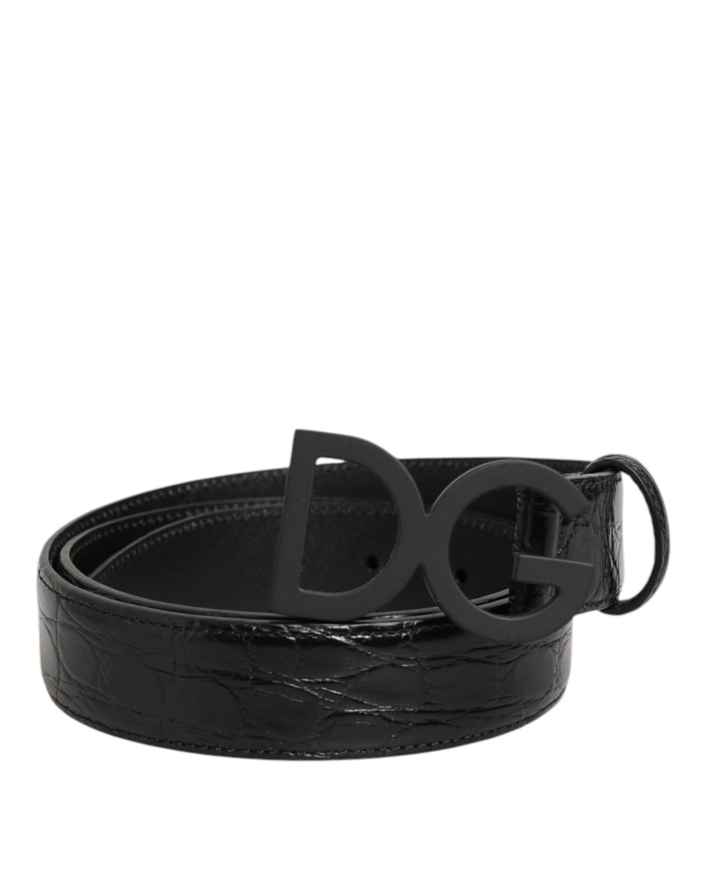 Dolce & Gabbana Black Exotic Leather Metal Logo Buckle Belt by Dolce & Gabbana