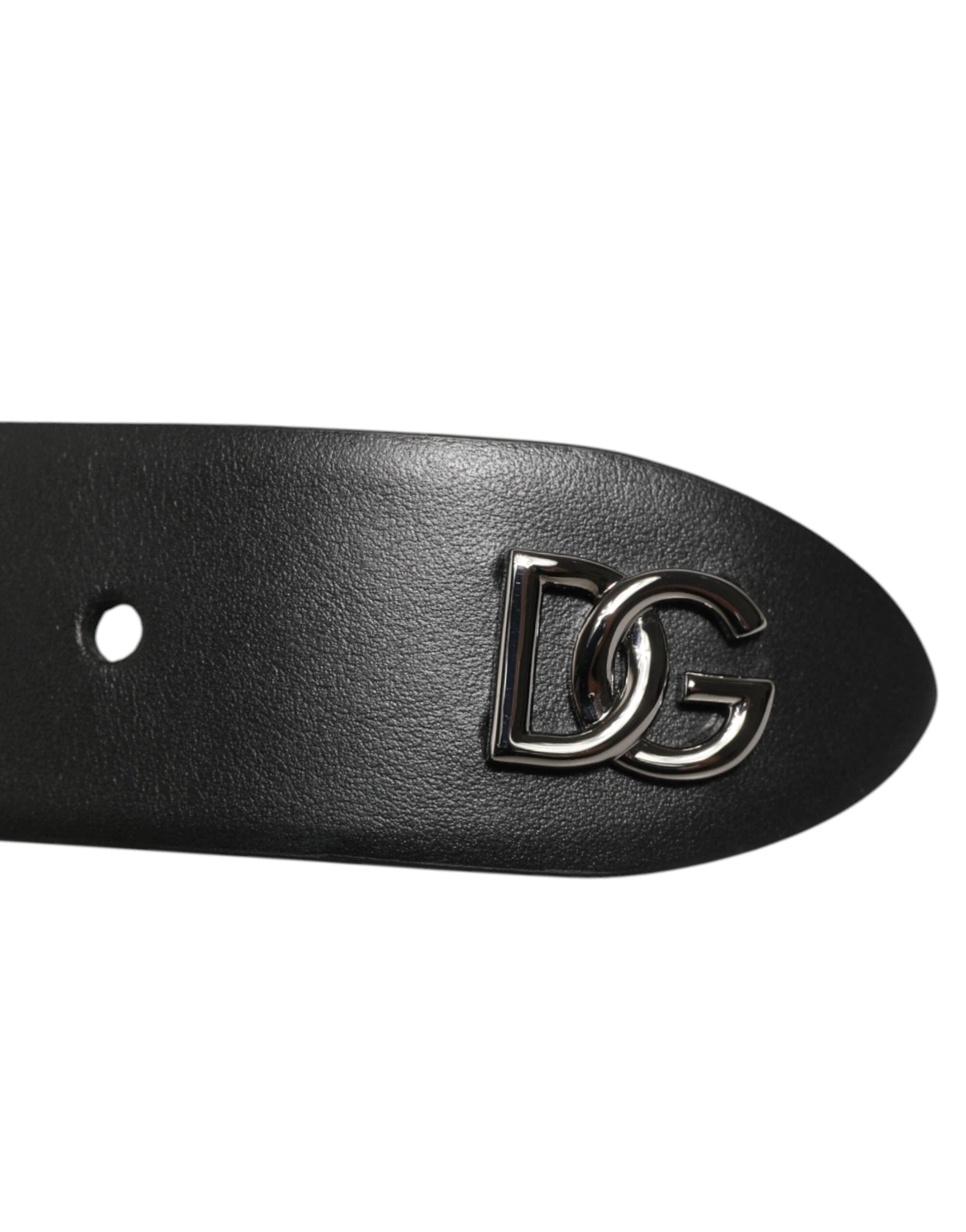 Dolce & Gabbana Black Calf Leather Studded Silver Buckle Belt by Dolce & Gabbana