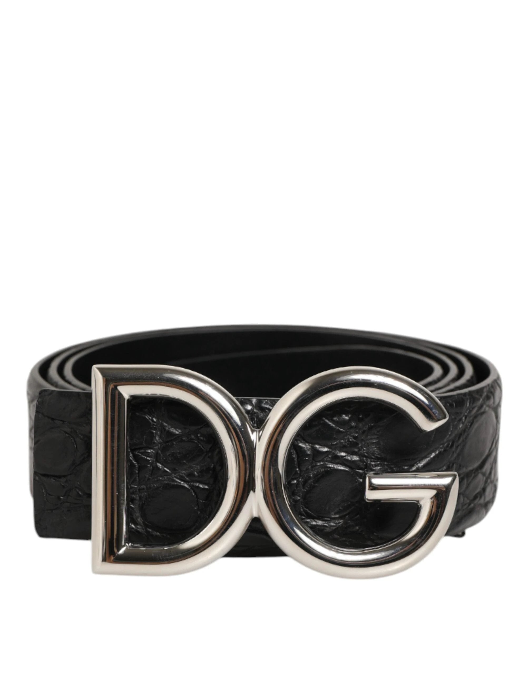 Dolce & Gabbana Black Exotic Leather DG Logo Buckle Belt by Dolce & Gabbana