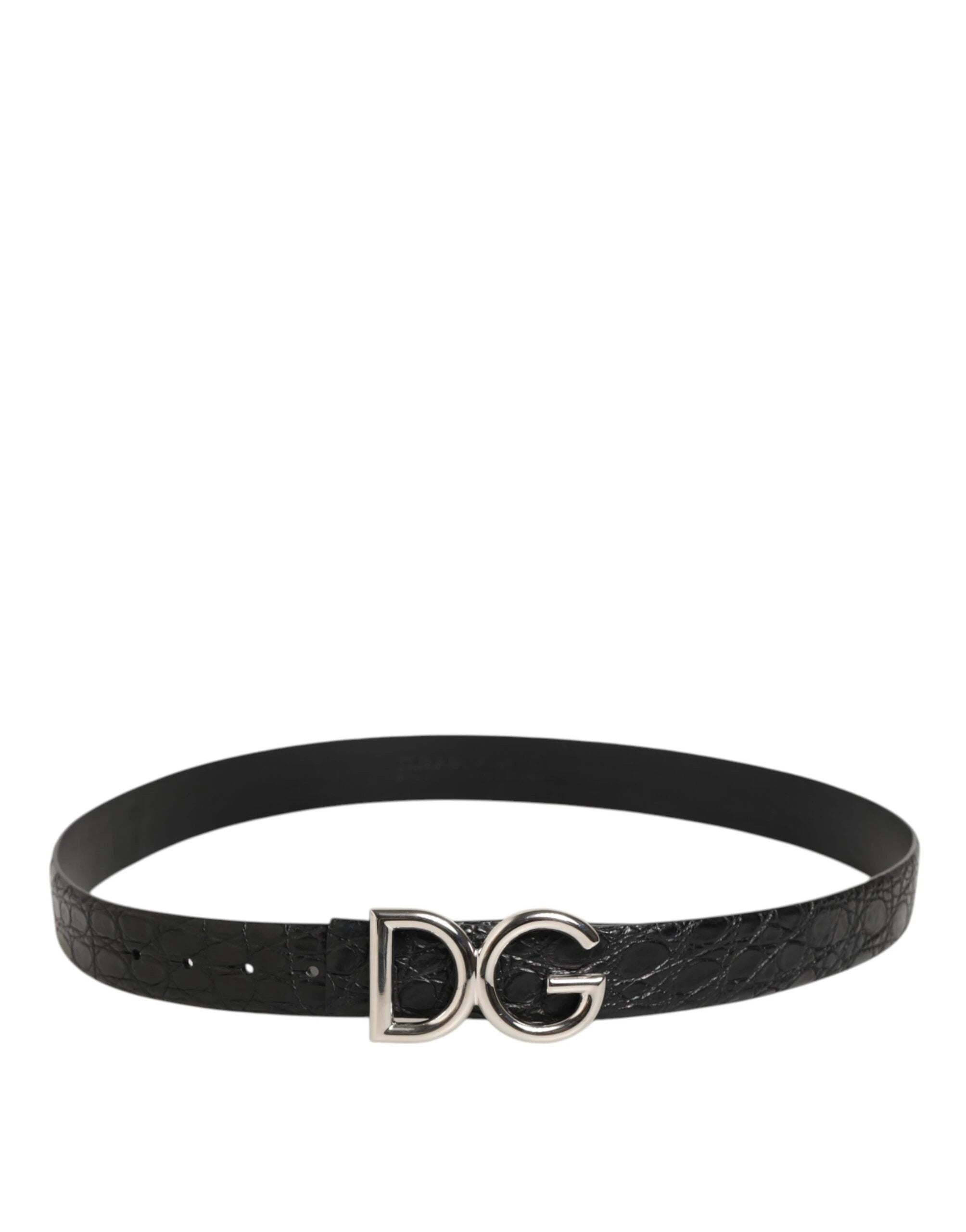 Dolce & Gabbana Black Exotic Leather DG Logo Buckle Belt by Dolce & Gabbana
