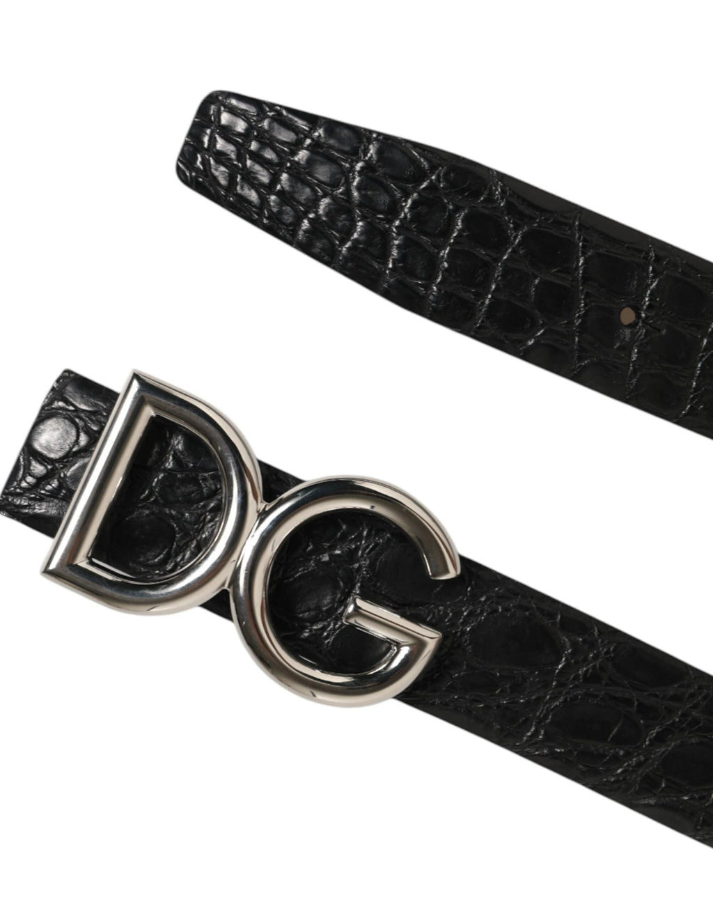 Dolce & Gabbana Black Exotic Leather DG Logo Buckle Belt by Dolce & Gabbana