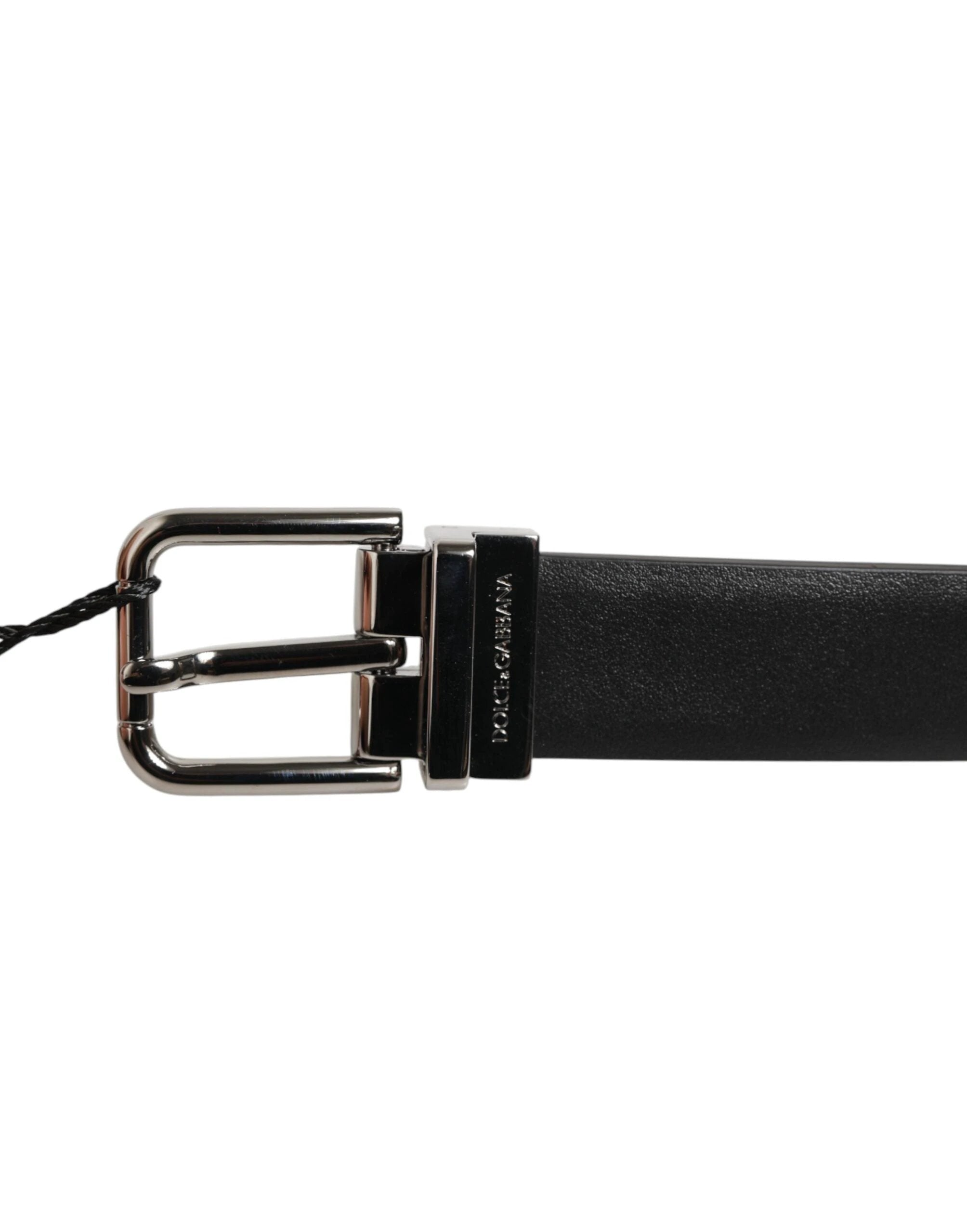 Dolce & Gabbana Black Leather Studded Silver-Tone Buckle Belt by Dolce & Gabbana
