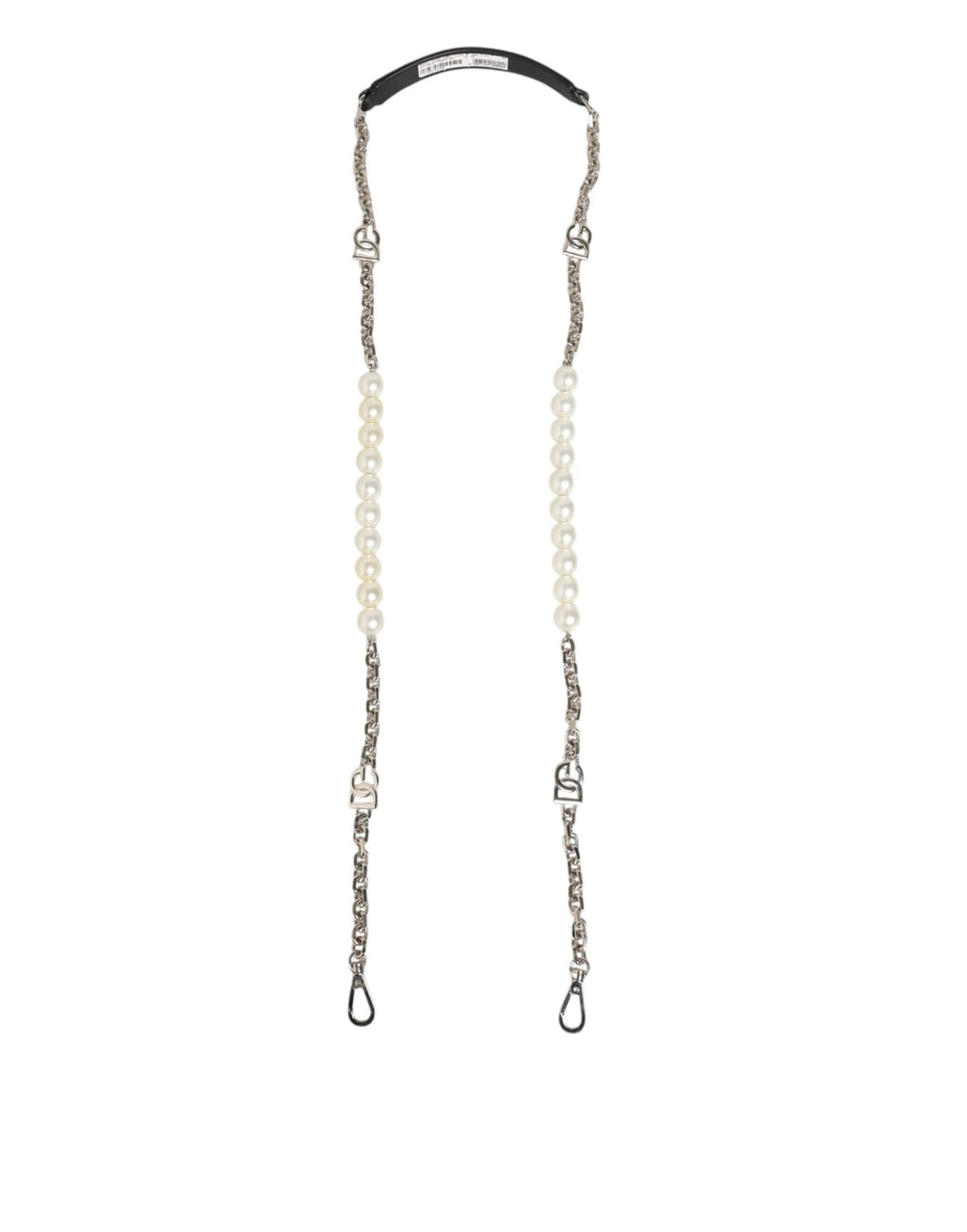 Dolce & Gabbana Black Leather Pearl Chain Bag Accessory Shoulder Strap by Dolce & Gabbana