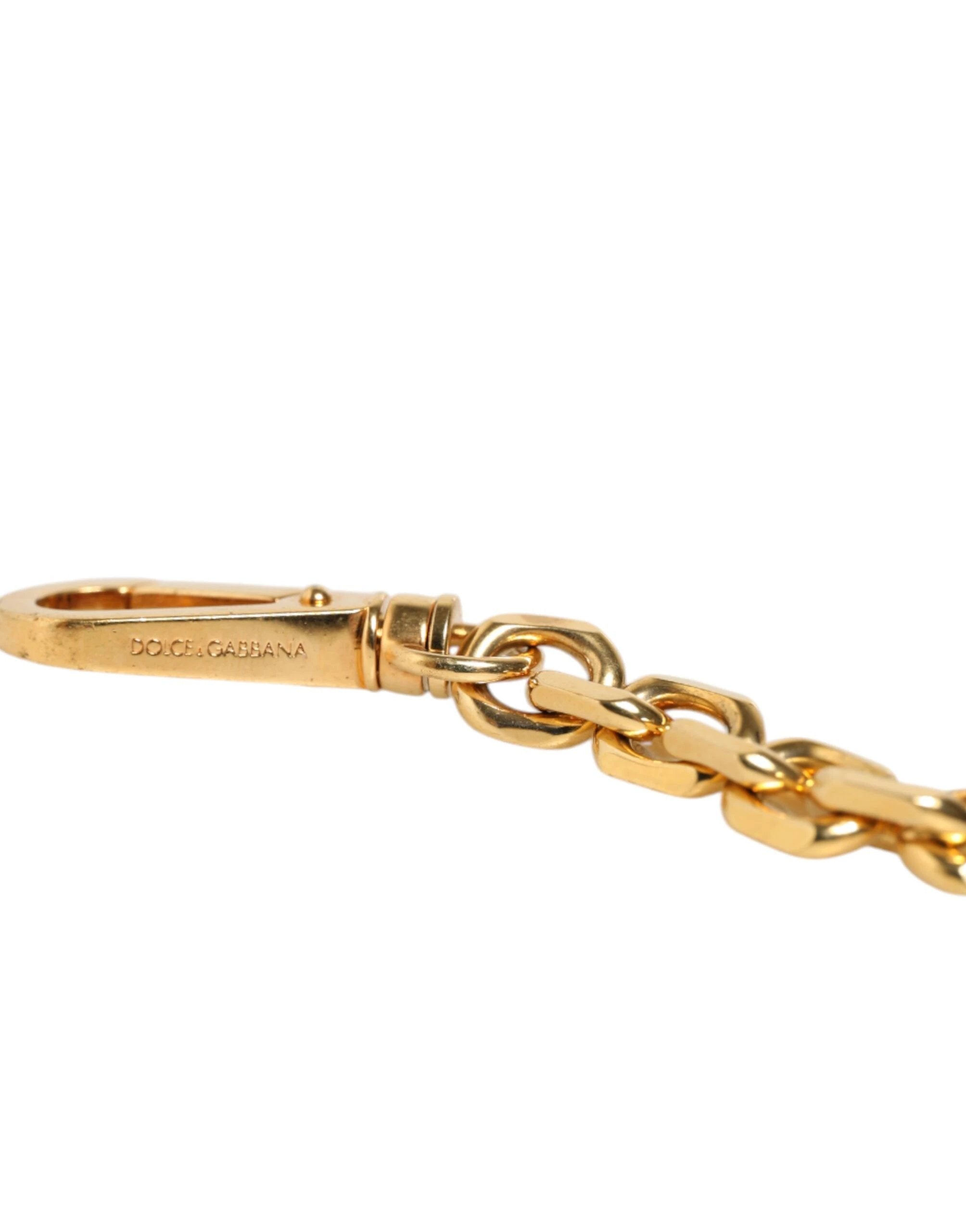 Dolce & Gabbana Black Leather Gold Chain Bag Accessory Shoulder Strap by Dolce & Gabbana