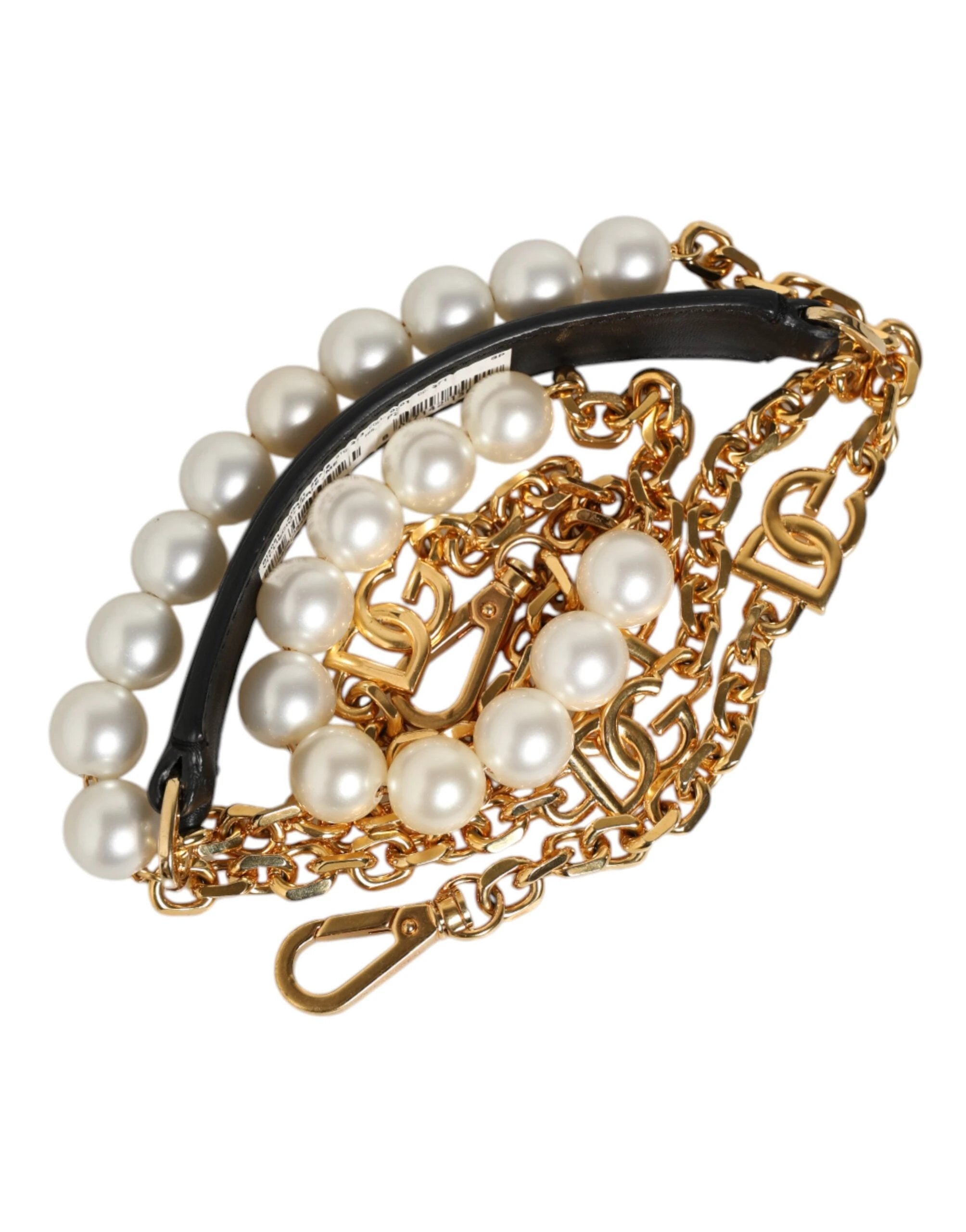 Dolce & Gabbana Black Leather Gold Chain Bag Accessory Shoulder Strap by Dolce & Gabbana