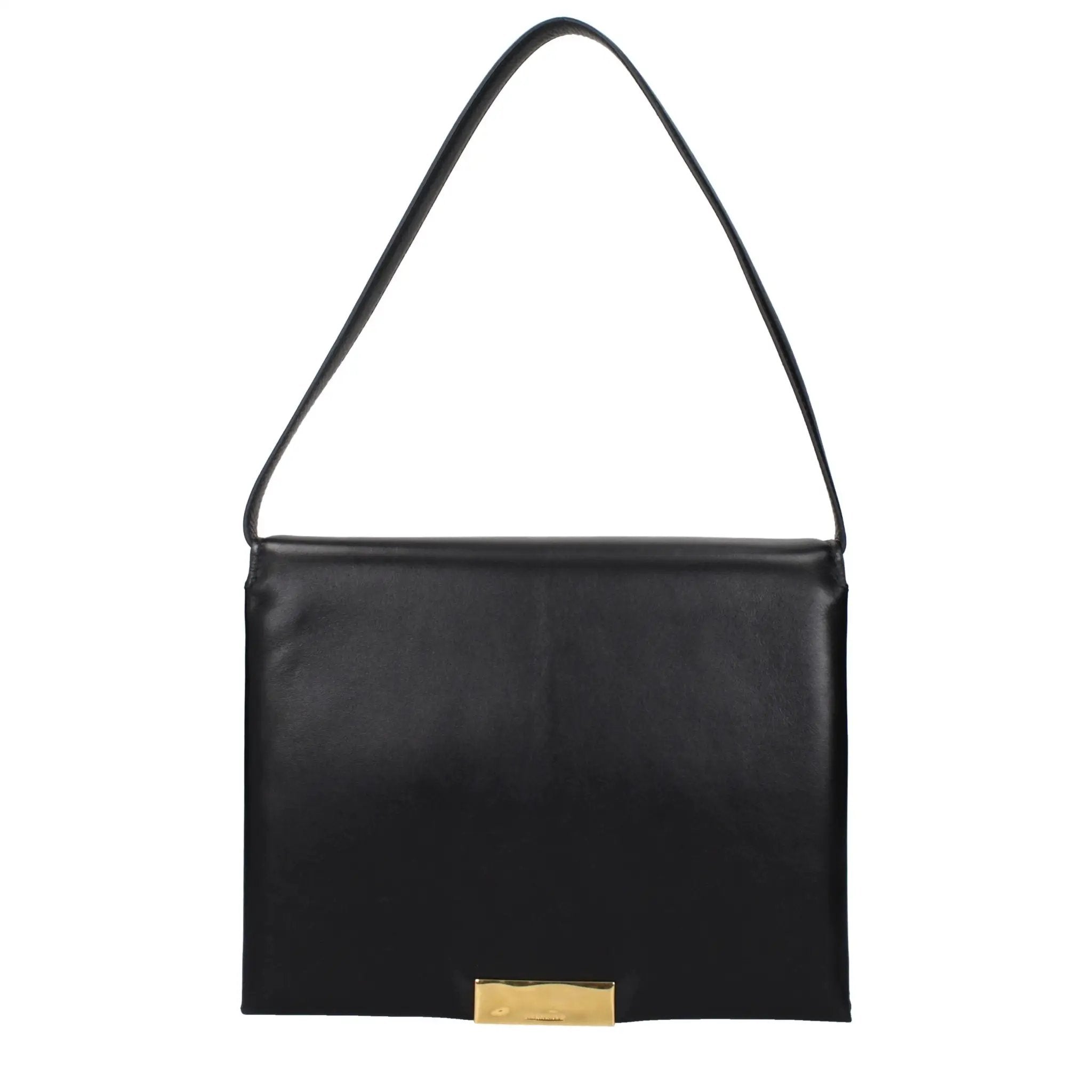 Sac bandoulière en cuir noir Jil Sander